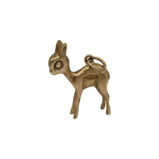 Cast 9ct 375 Yellow Gold Bambi Charm 1963 L 1.9 cm 3.2 g.