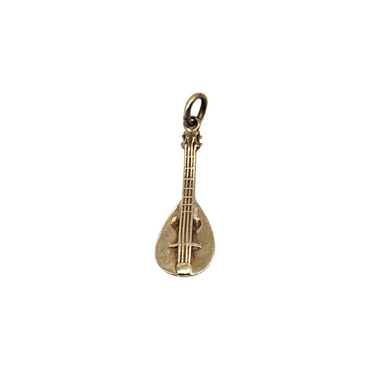 Chester 9ct 375 Yellow Gold Mandolin Charm 1959 L 1.9 cm 0.5 g.