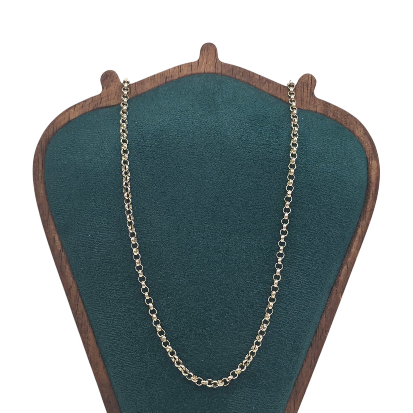 Long 9ct 375 Yellow Gold Belcher Link Chain L 76.0 cm 16.4 g.