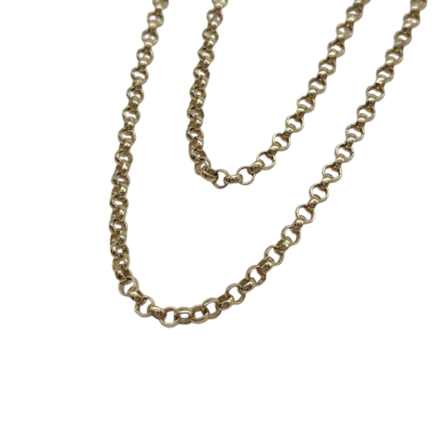 Long 9ct 375 Yellow Gold Belcher Link Chain L 76.0 cm 16.4 g.