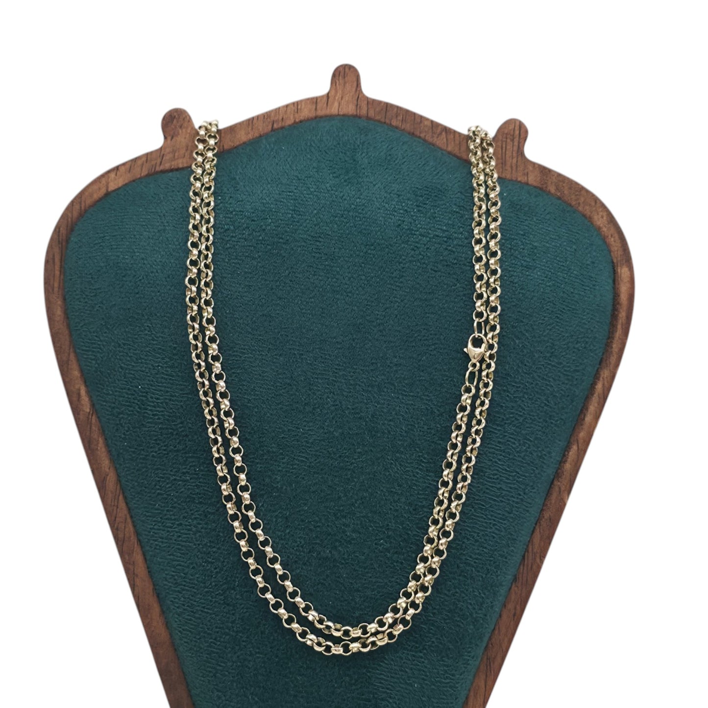 Long 9ct 375 Yellow Gold Belcher Link Chain L 76.0 cm 16.4 g.