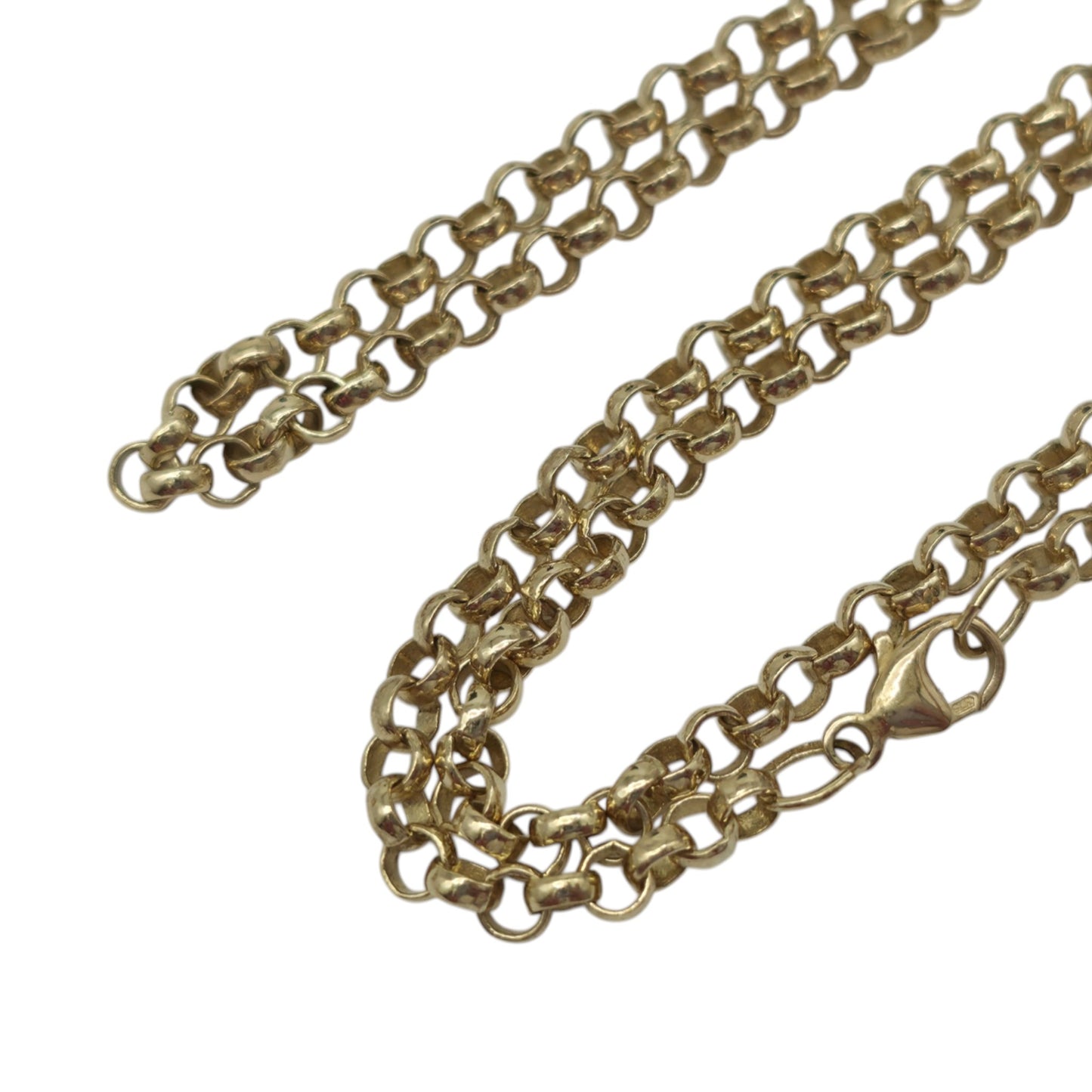 Long 9ct 375 Yellow Gold Belcher Link Chain L 76.0 cm 16.4 g.