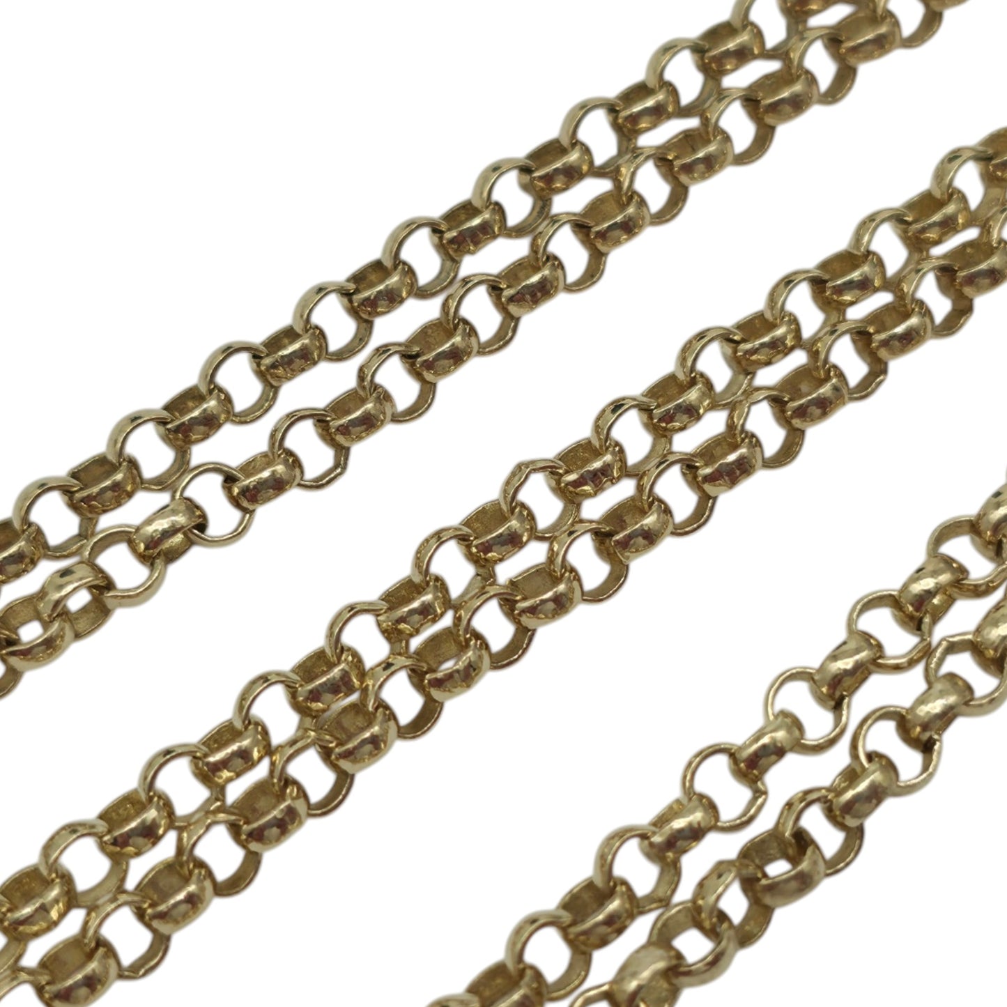 Long 9ct 375 Yellow Gold Belcher Link Chain L 76.0 cm 16.4 g.