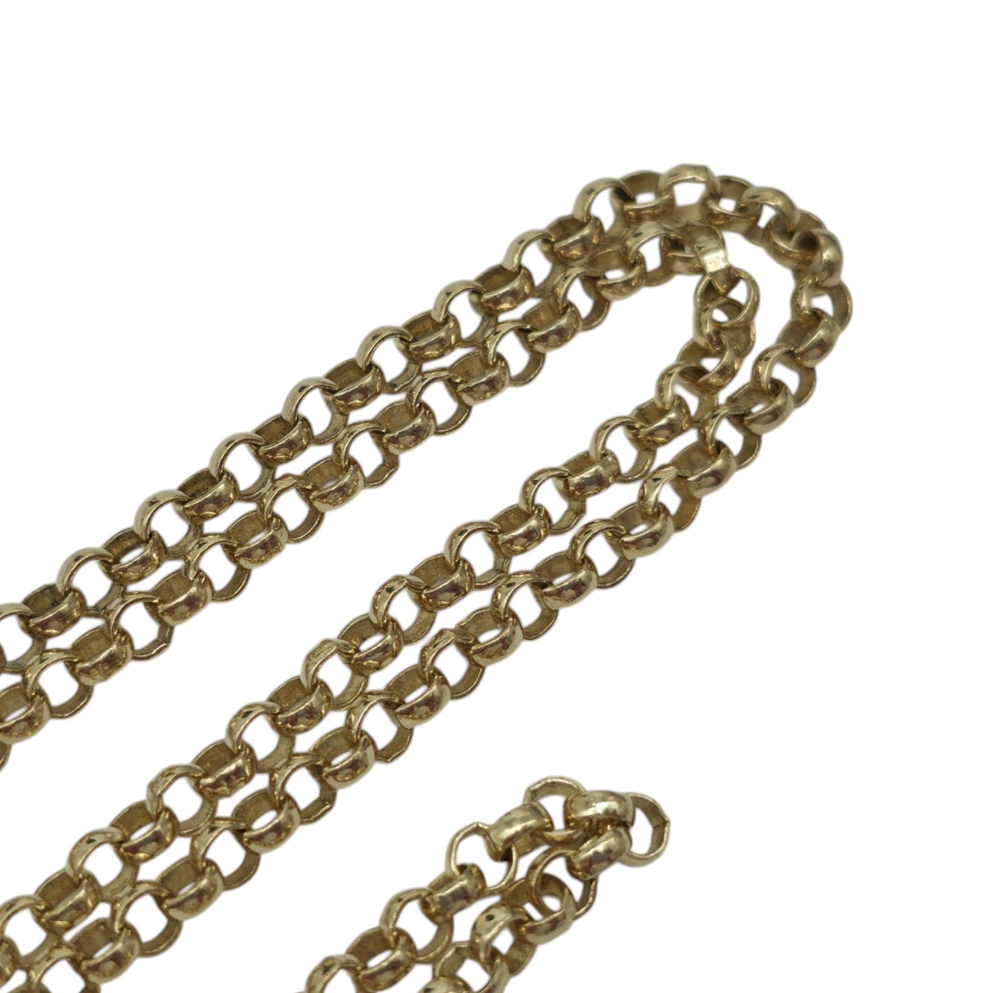 Long 9ct 375 Yellow Gold Belcher Link Chain L 76.0 cm 16.4 g.