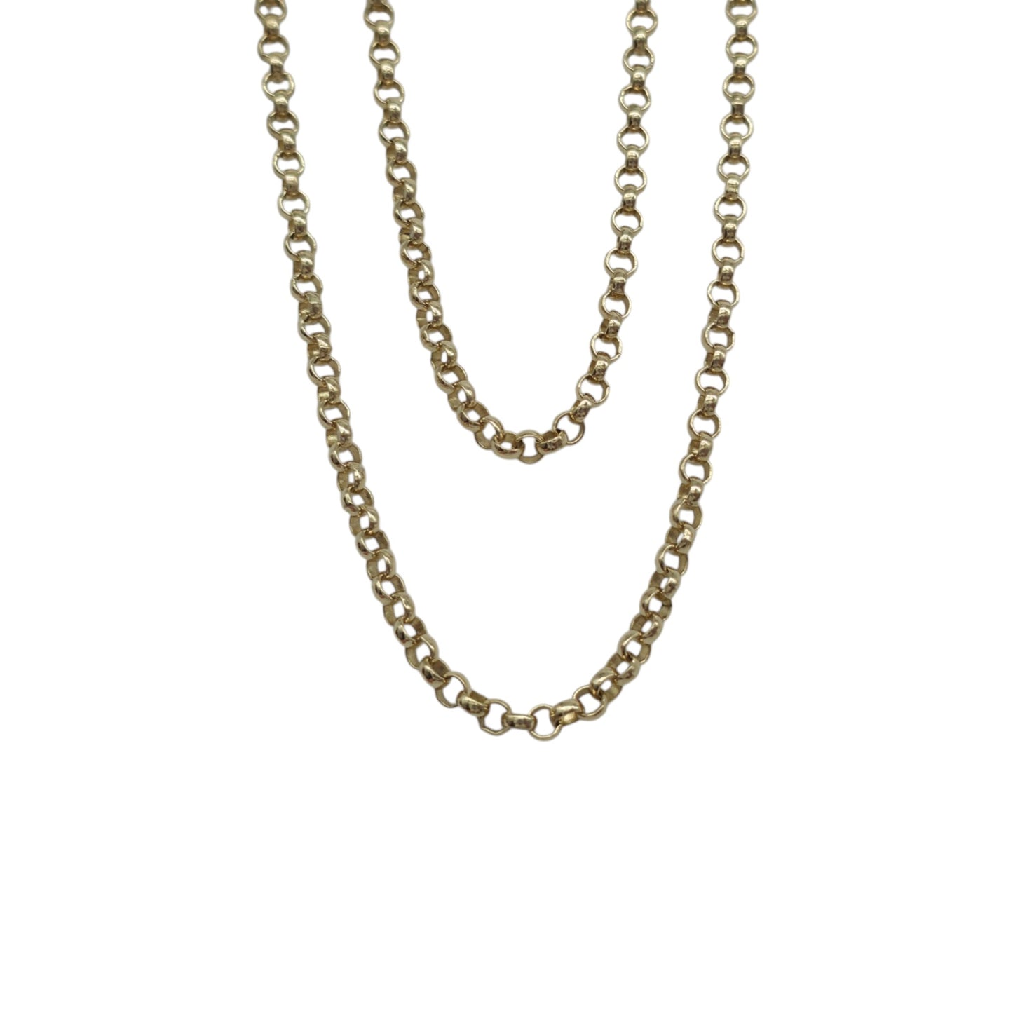 Long 9ct 375 Yellow Gold Belcher Link Chain L 76.0 cm 16.4 g.
