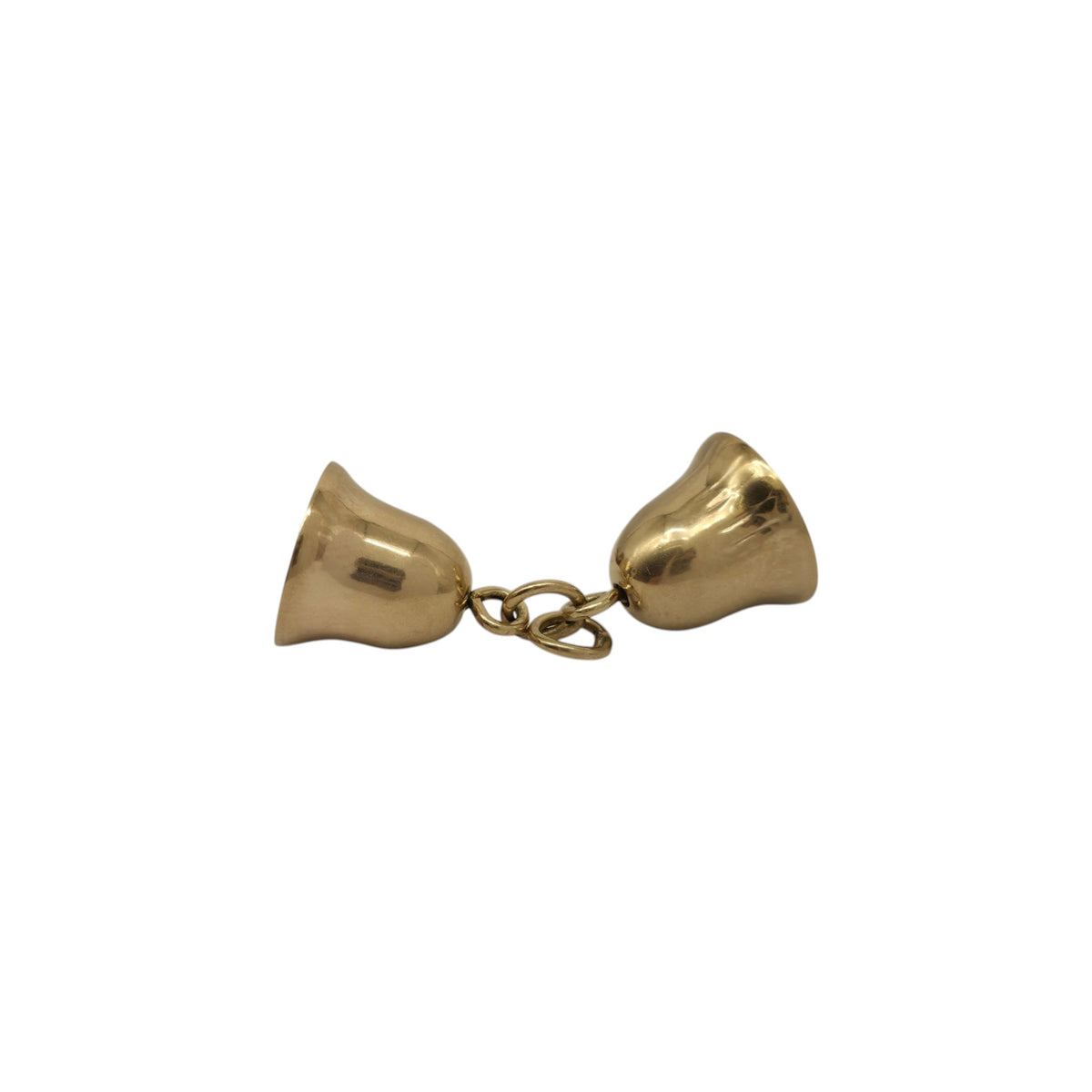 9ct 375 Yellow Gold Pair Of Bells Charm 1969 L 1.0 cm 1.4 g.