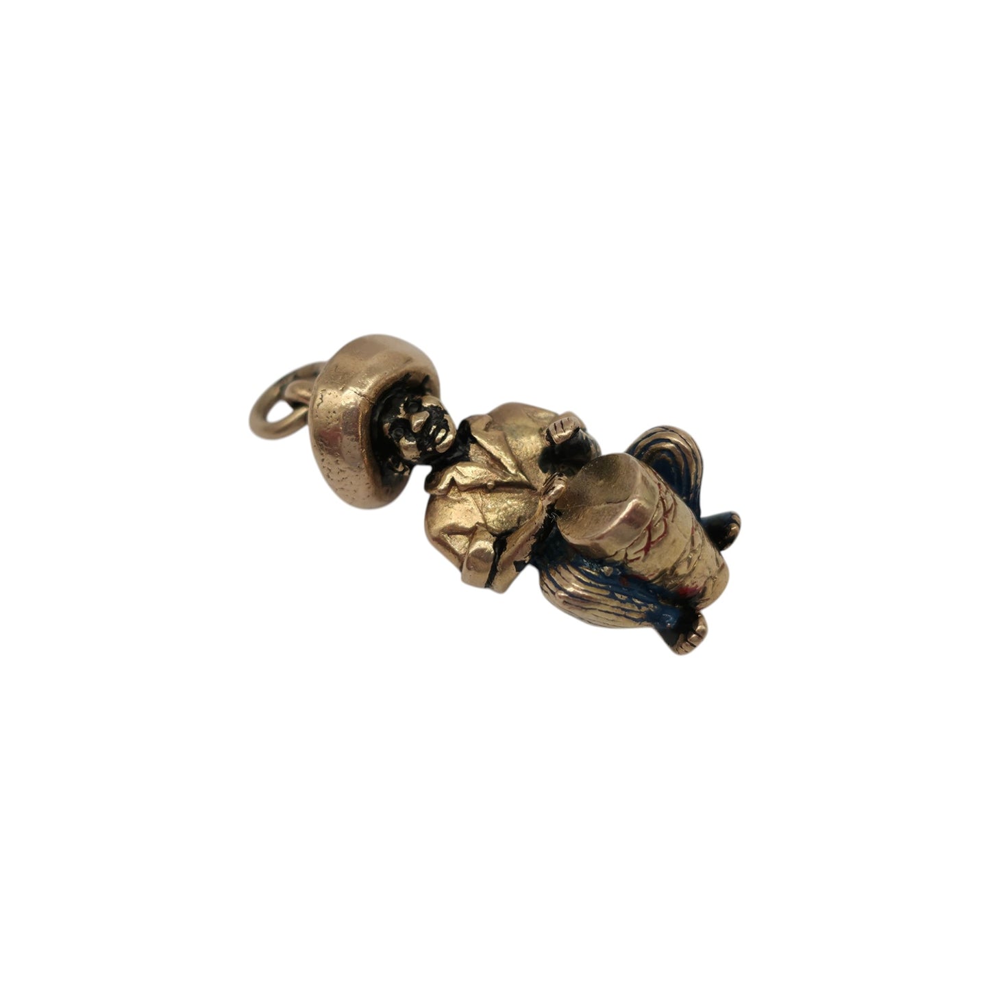 Cast 9ct 375 Yellow Gold Bermuda Drummer Charm 1960 L 1.8 cm 5.1 g.