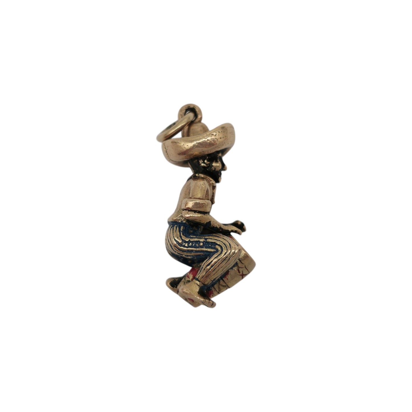 Cast 9ct 375 Yellow Gold Bermuda Drummer Charm 1960 L 1.8 cm 5.1 g.