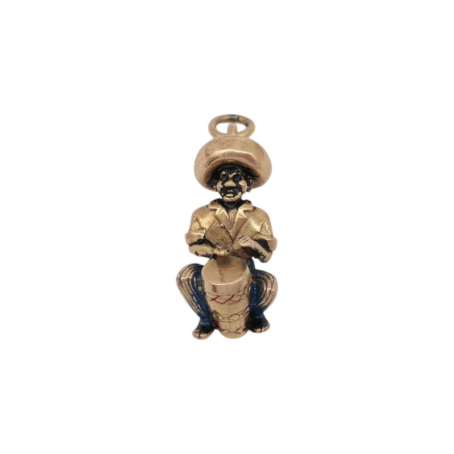 Cast 9ct 375 Yellow Gold Bermuda Drummer Charm 1960 L 1.8 cm 5.1 g.