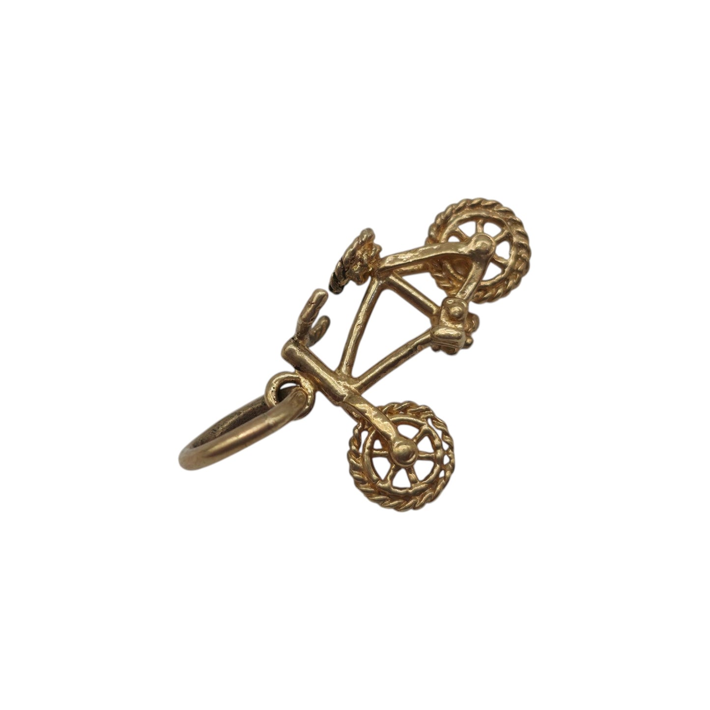 9ct 375 Yellow Gold Bicycle Charm 2003 L 1.5 cm 0.9 g.