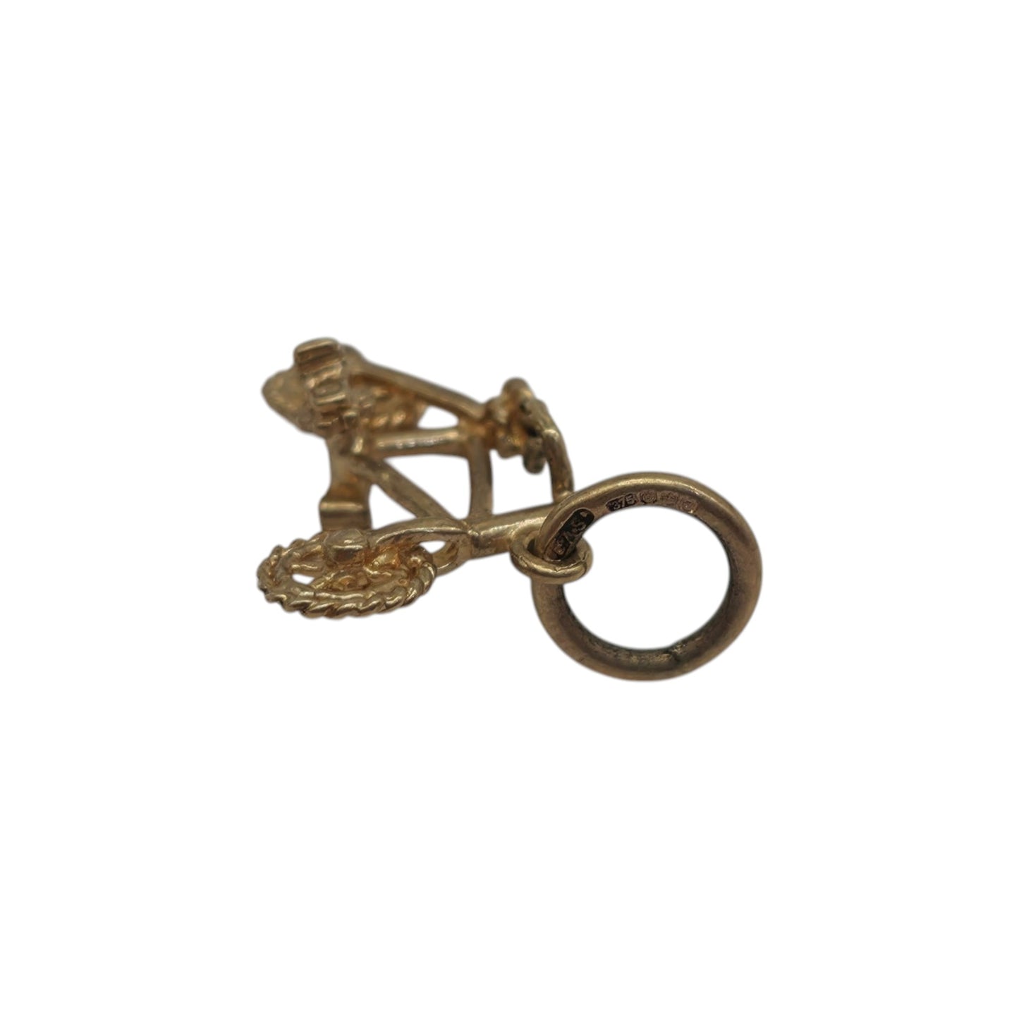 9ct 375 Yellow Gold Bicycle Charm 2003 L 1.5 cm 0.9 g.