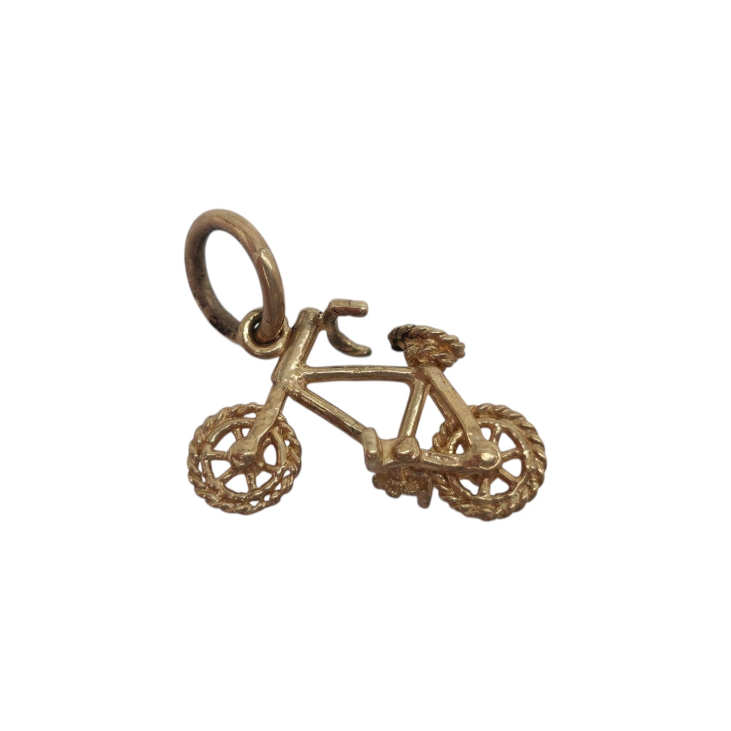 9ct 375 Yellow Gold Bicycle Charm 2003 L 1.5 cm 0.9 g.