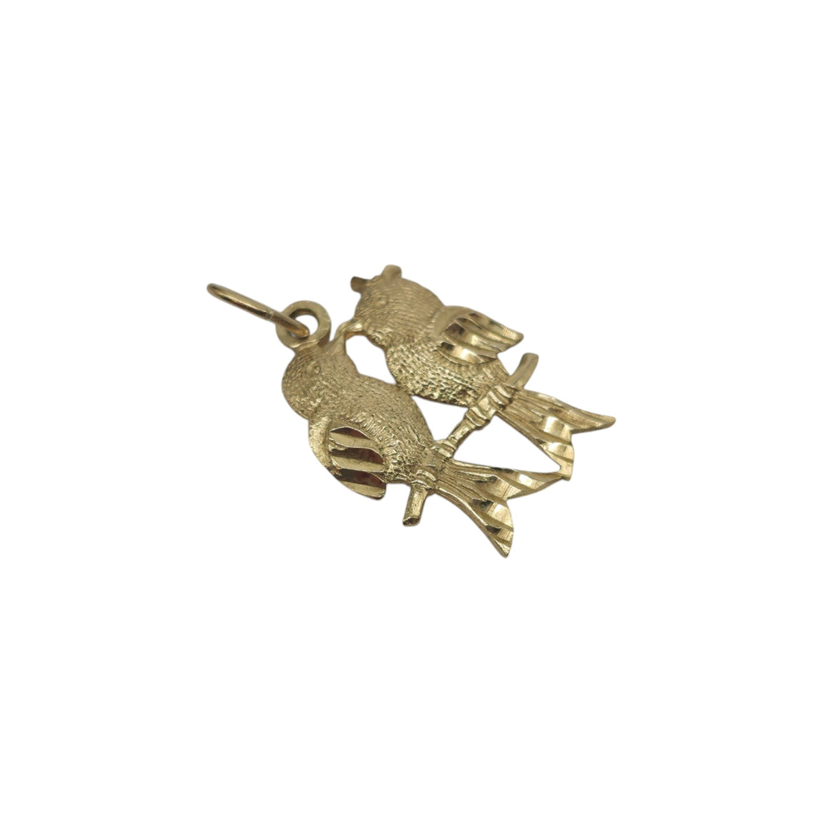 9ct Yellow Gold Birds Couple Charm L 1.4 cm 0.6 g.