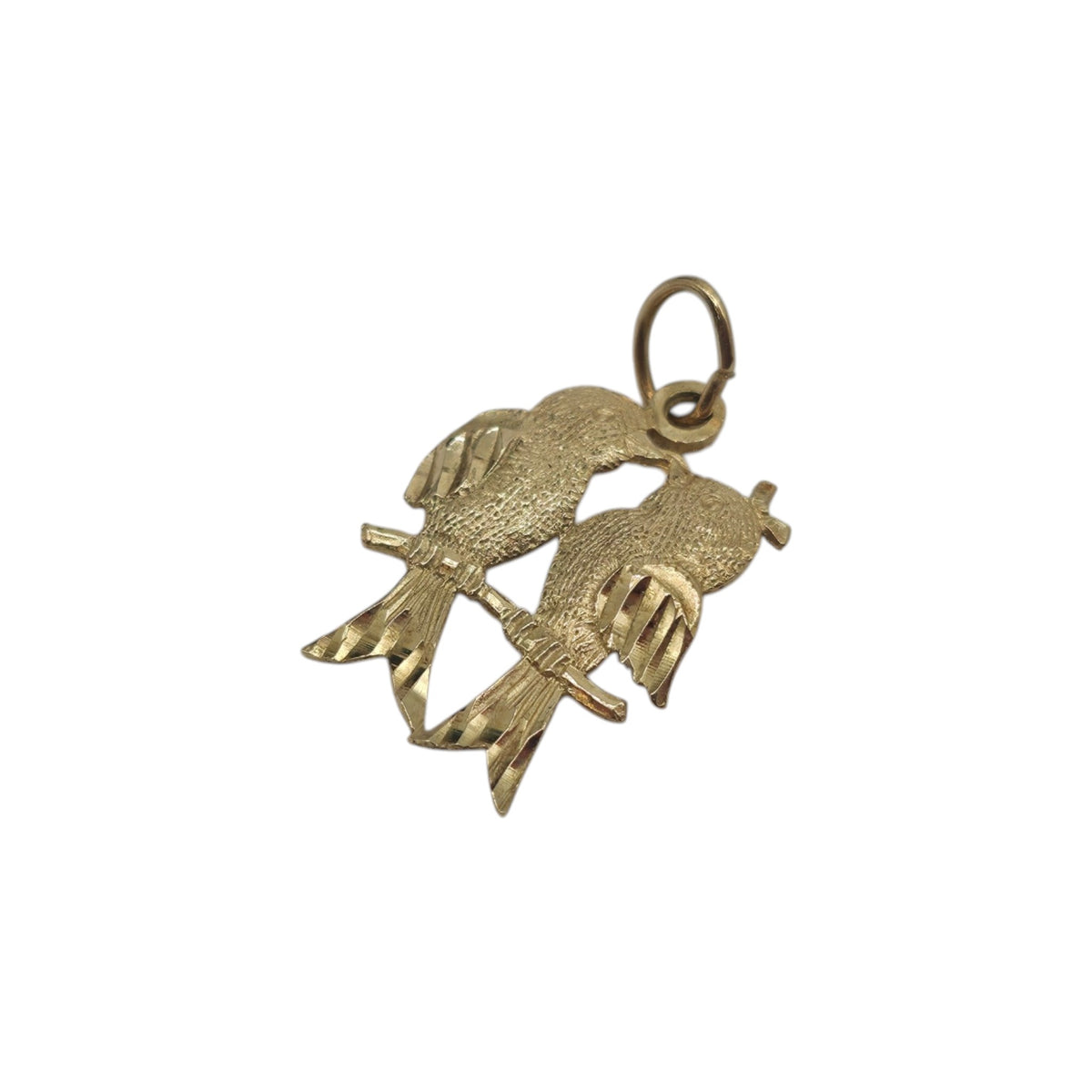 9ct Yellow Gold Birds Couple Charm L 1.4 cm 0.6 g.