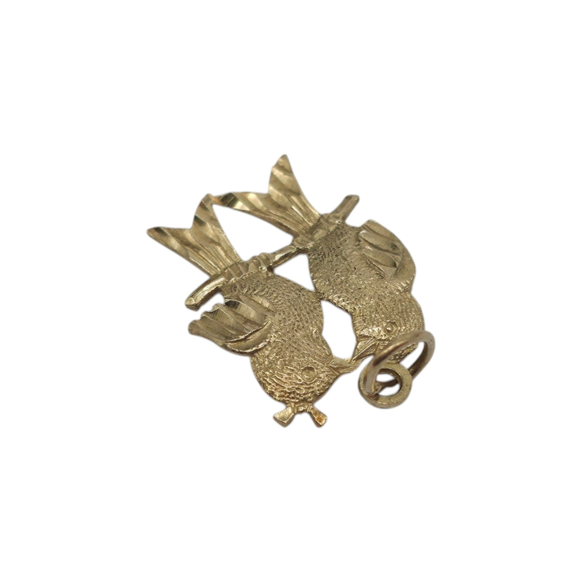 9ct Yellow Gold Birds Couple Charm L 1.4 cm 0.6 g.