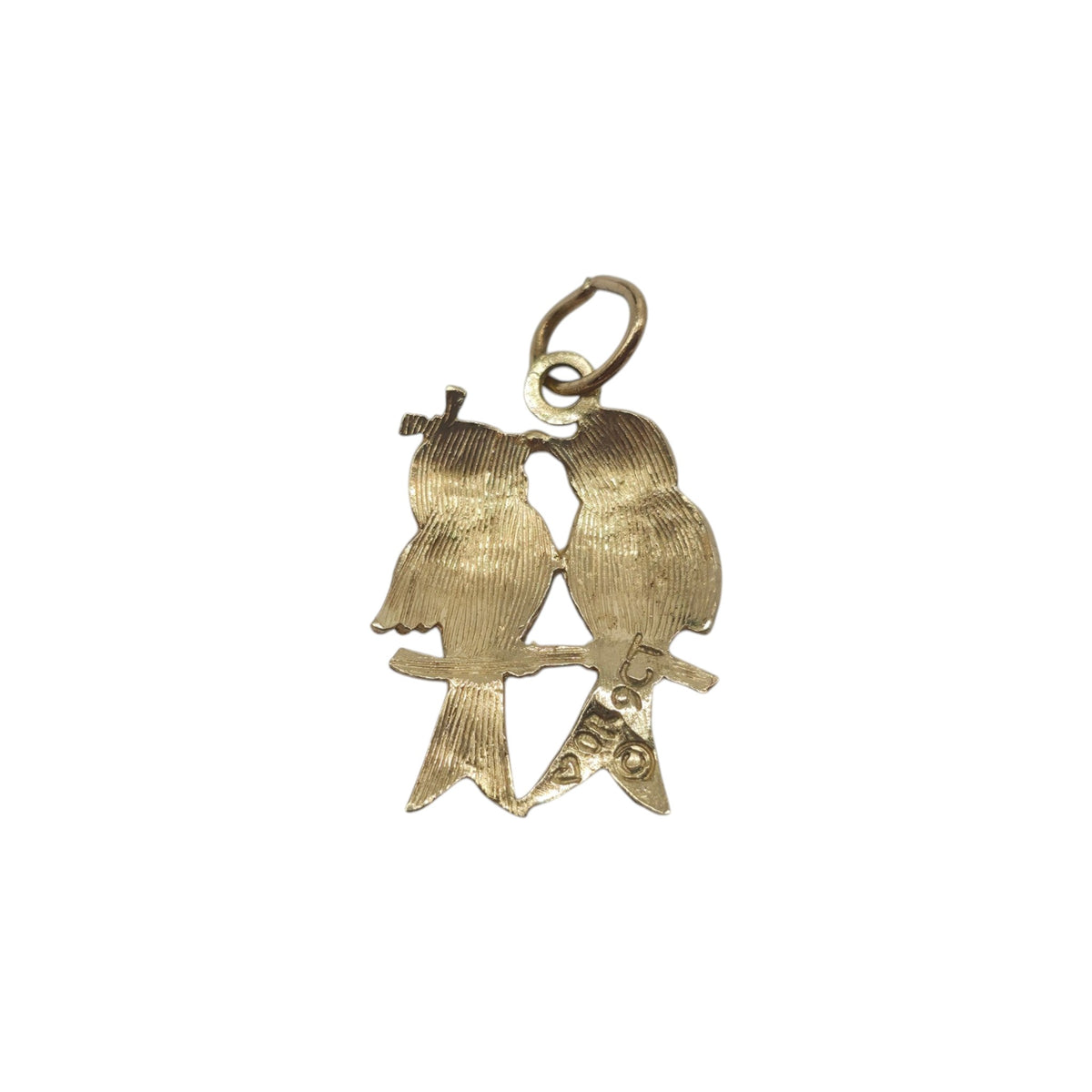 9ct Yellow Gold Birds Couple Charm L 1.4 cm 0.6 g.