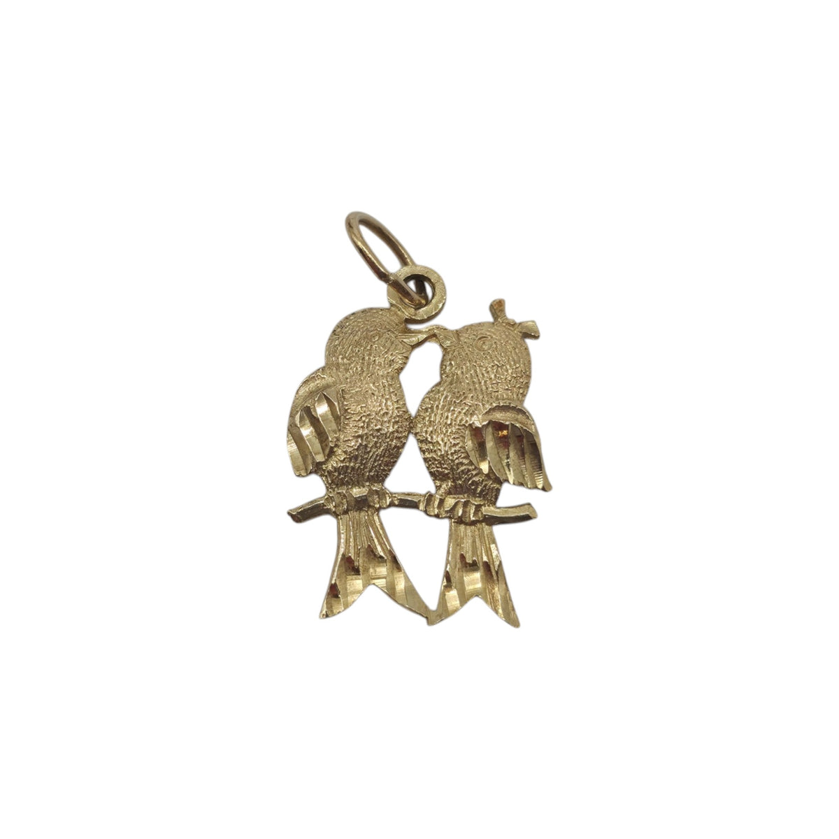 9ct Yellow Gold Birds Couple Charm L 1.4 cm 0.6 g.
