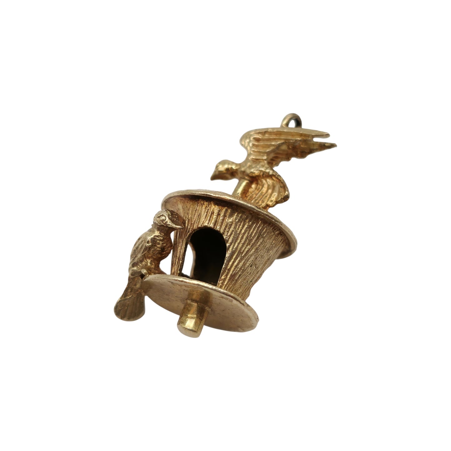 9ct 375 Yellow Gold Birds House Charm 1971 L 2.4 cm 5.2 g.