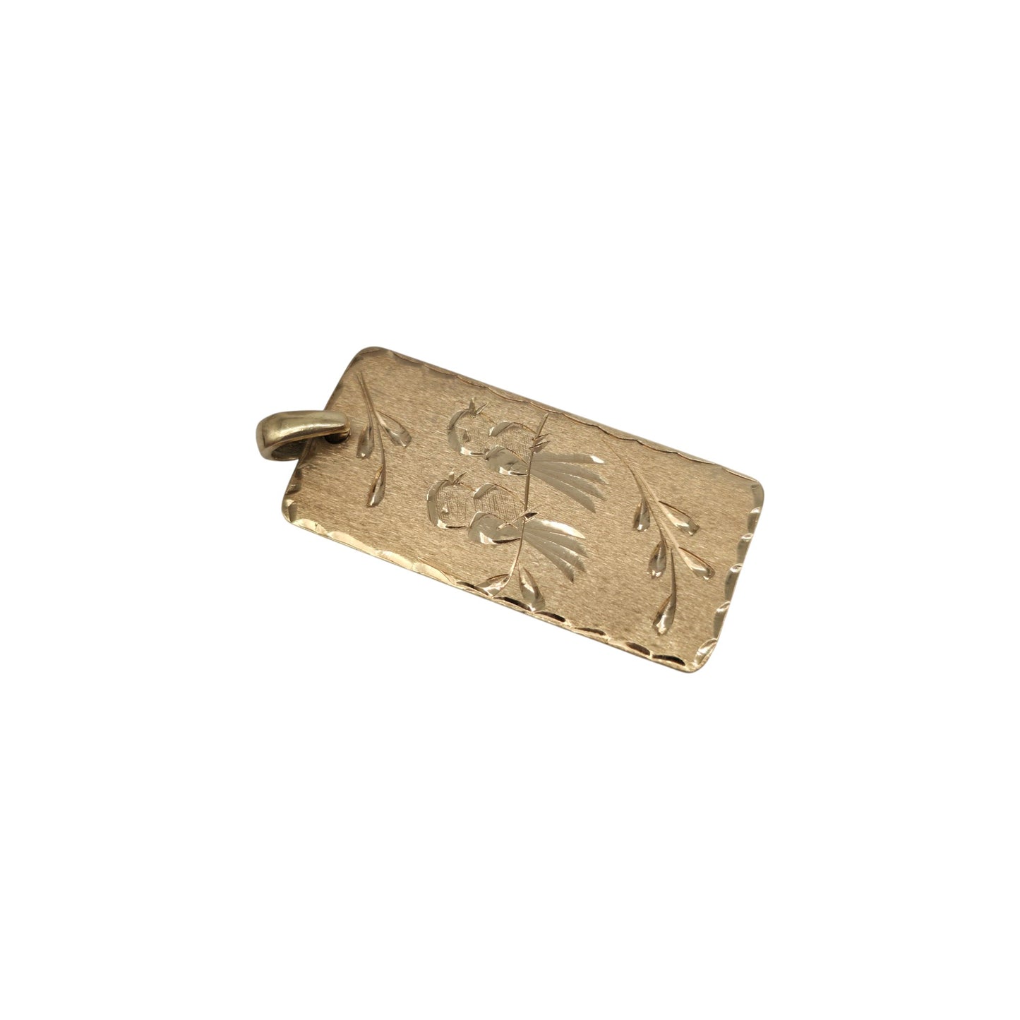 9ct 375 Yellow Gold Birds Pendant 1979 L 3.2 cm 3.0 g.