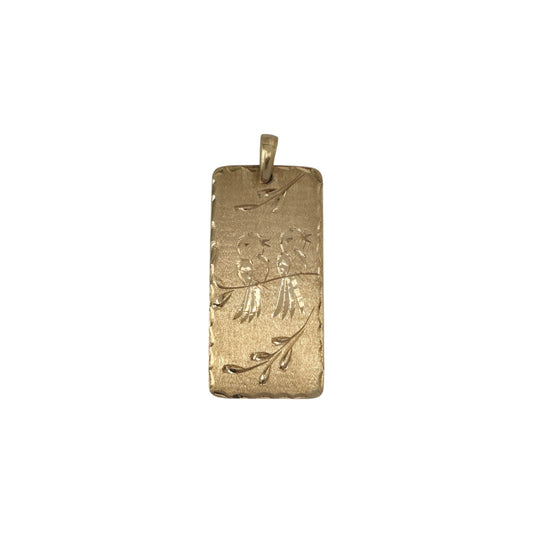 9ct 375 Yellow Gold Birds Pendant 1979 L 3.2 cm 3.0 g.