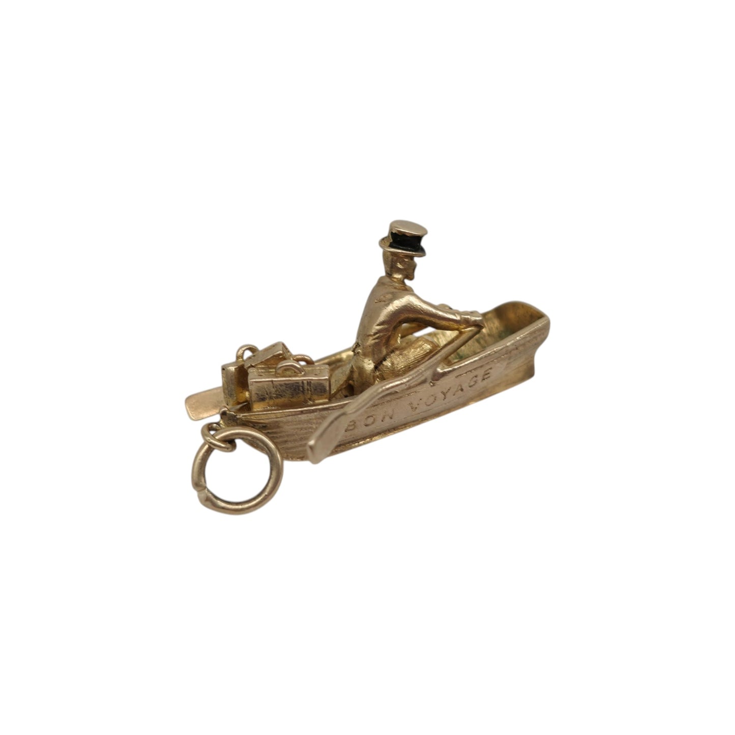 Heavy 9ct 375 Yellow Gold Bon Voyage Charm 1961 L 2.5 cm 5.7 g.
