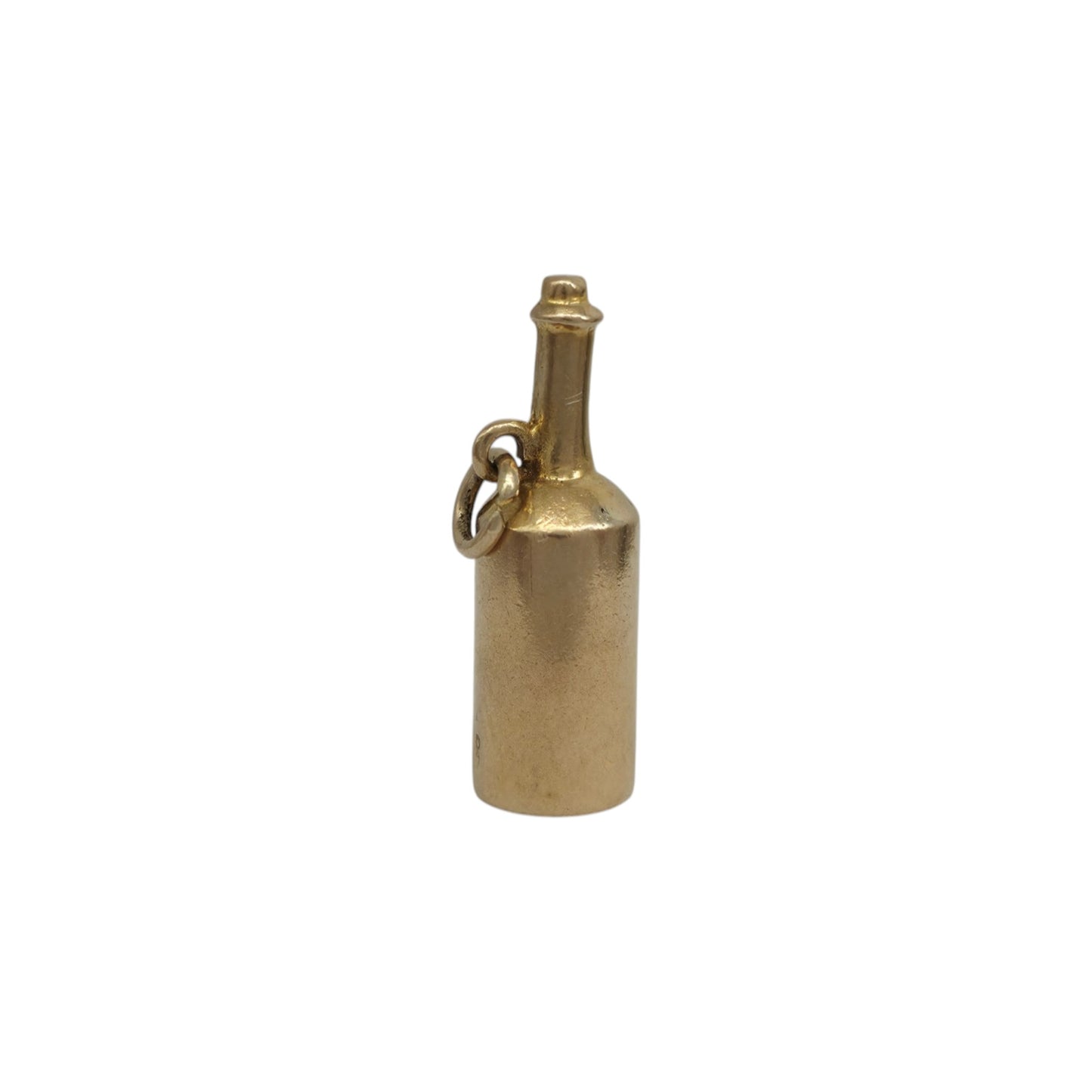 9ct 375 Yellow Gold Bottle Charm 1952 L 2.0 cm 1.7 g.