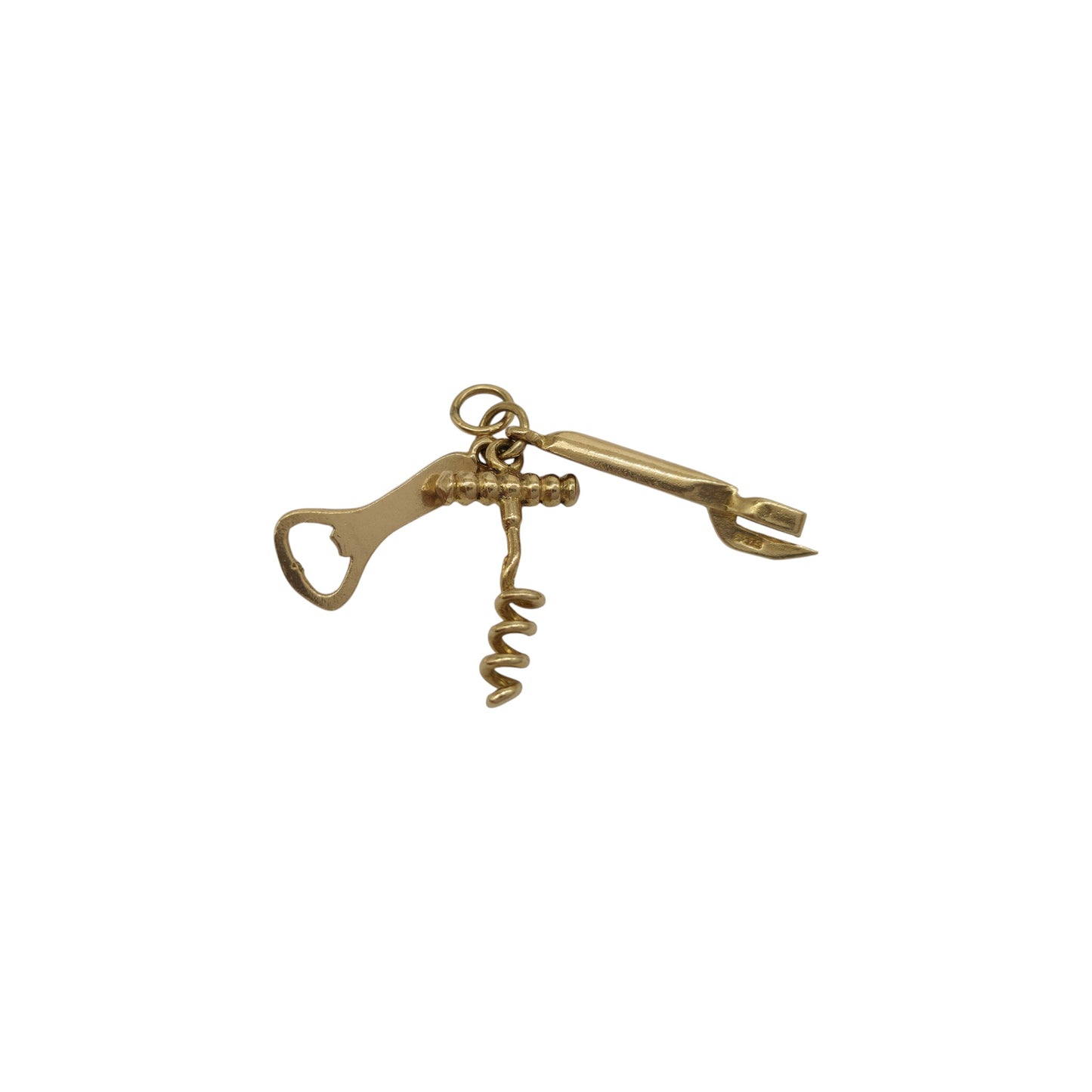 9ct 375 Yellow Gold Bundle Of Bottle Openers Charm 1963 L 2.0 cm 2.2 g.