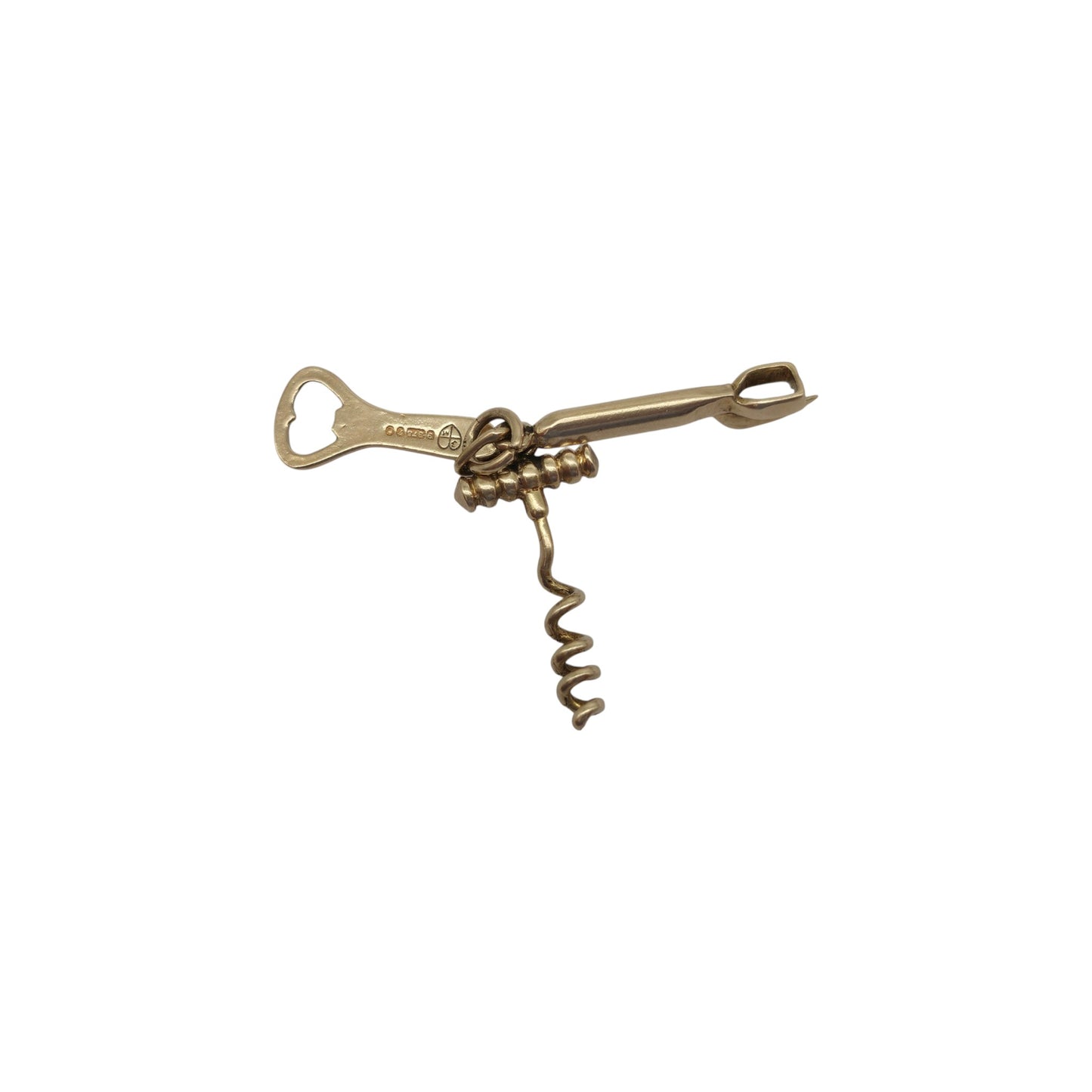 9ct 375 Yellow Gold Bundle Of Bottle Openers Charm 1962 L 2.0 cm 2.1 g.