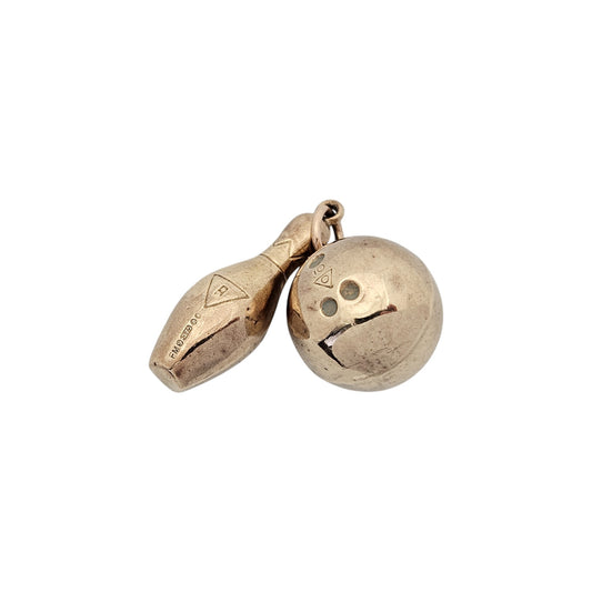 9ct 375 Yellow Gold Bowling Charm 1965 L 2.1 cm 1.9 g.
