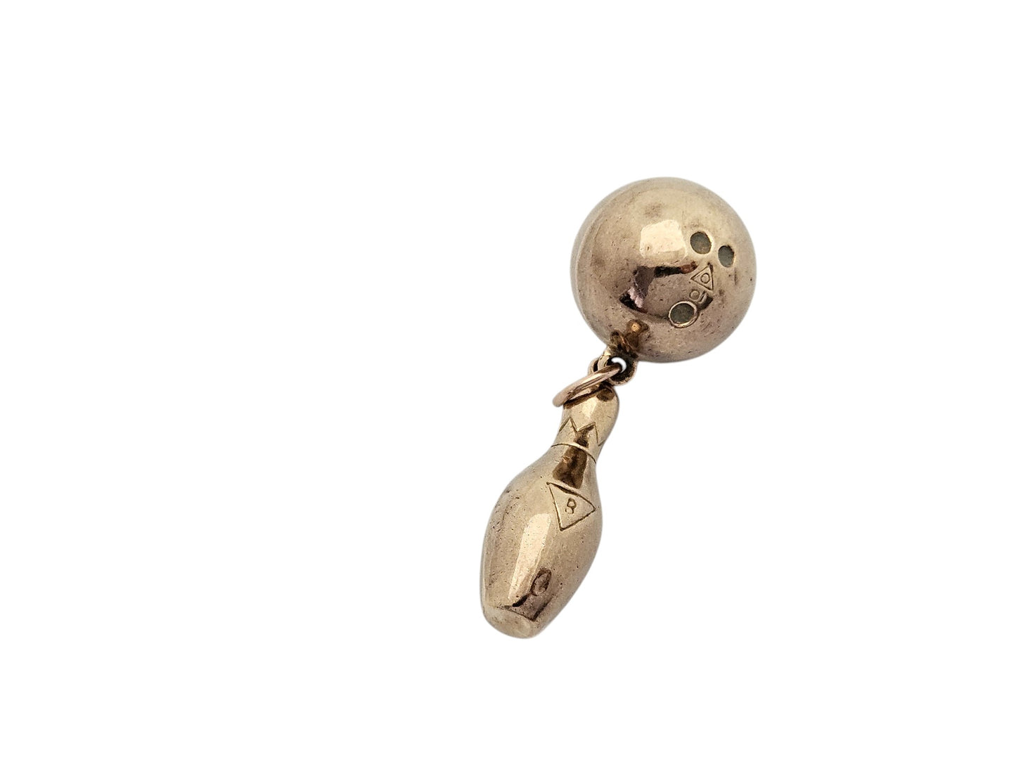 9ct 375 Yellow Gold Bowling Charm 1965 L 2.1 cm 1.9 g.