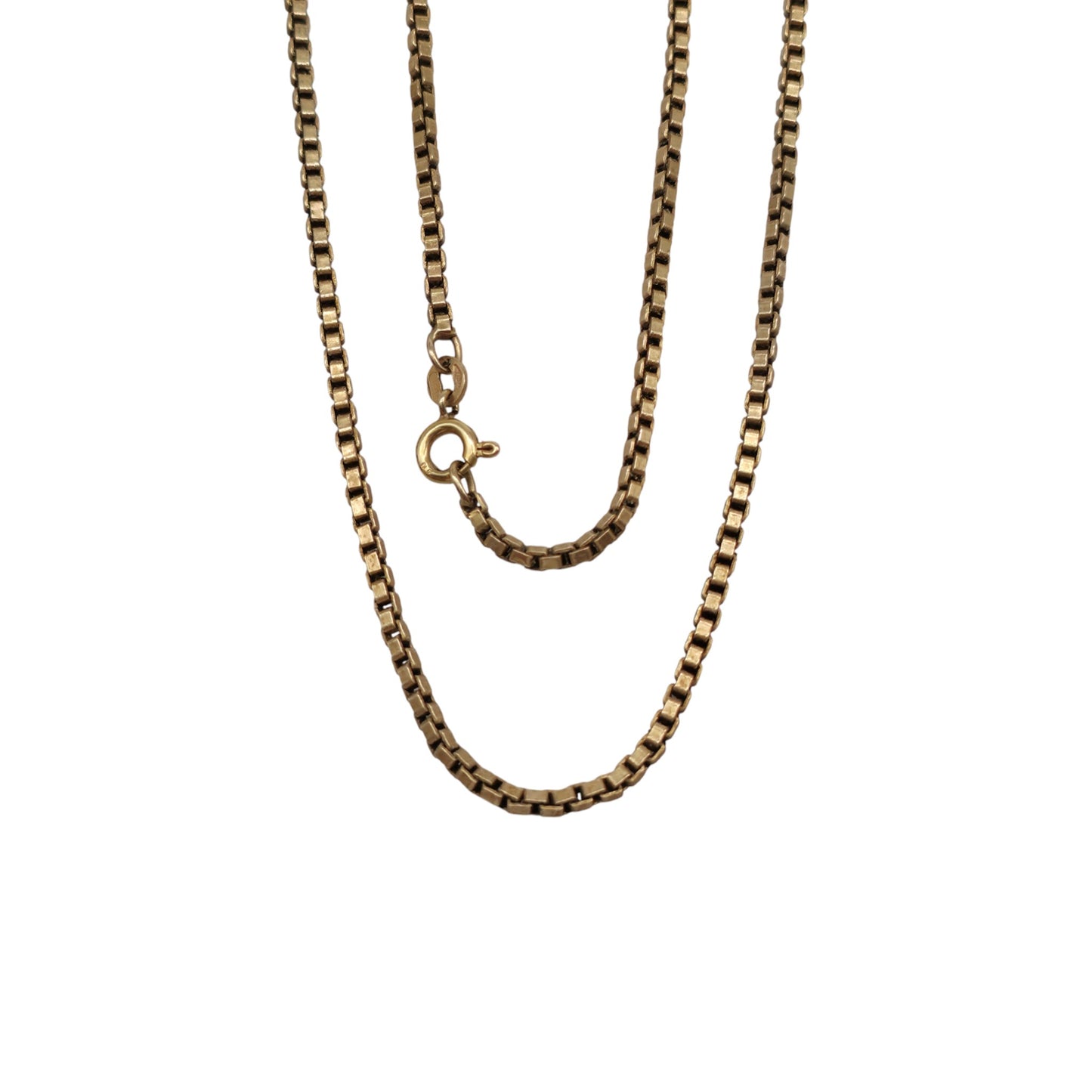 9ct 375 Yellow Gold Box Link Chain c.1984 L 51.6 cm 6.8 g.