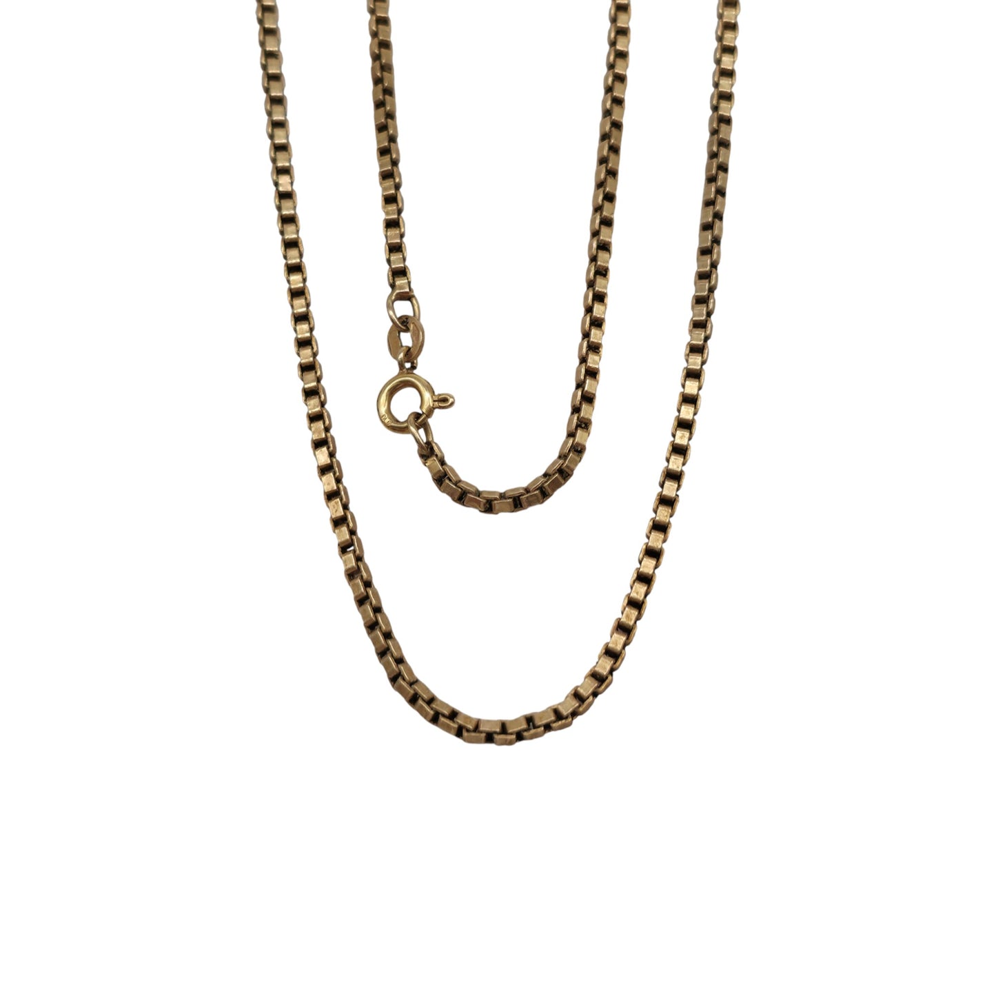 9ct 375 Yellow Gold Box Link Chain c.1984 L 51.6 cm 6.8 g.