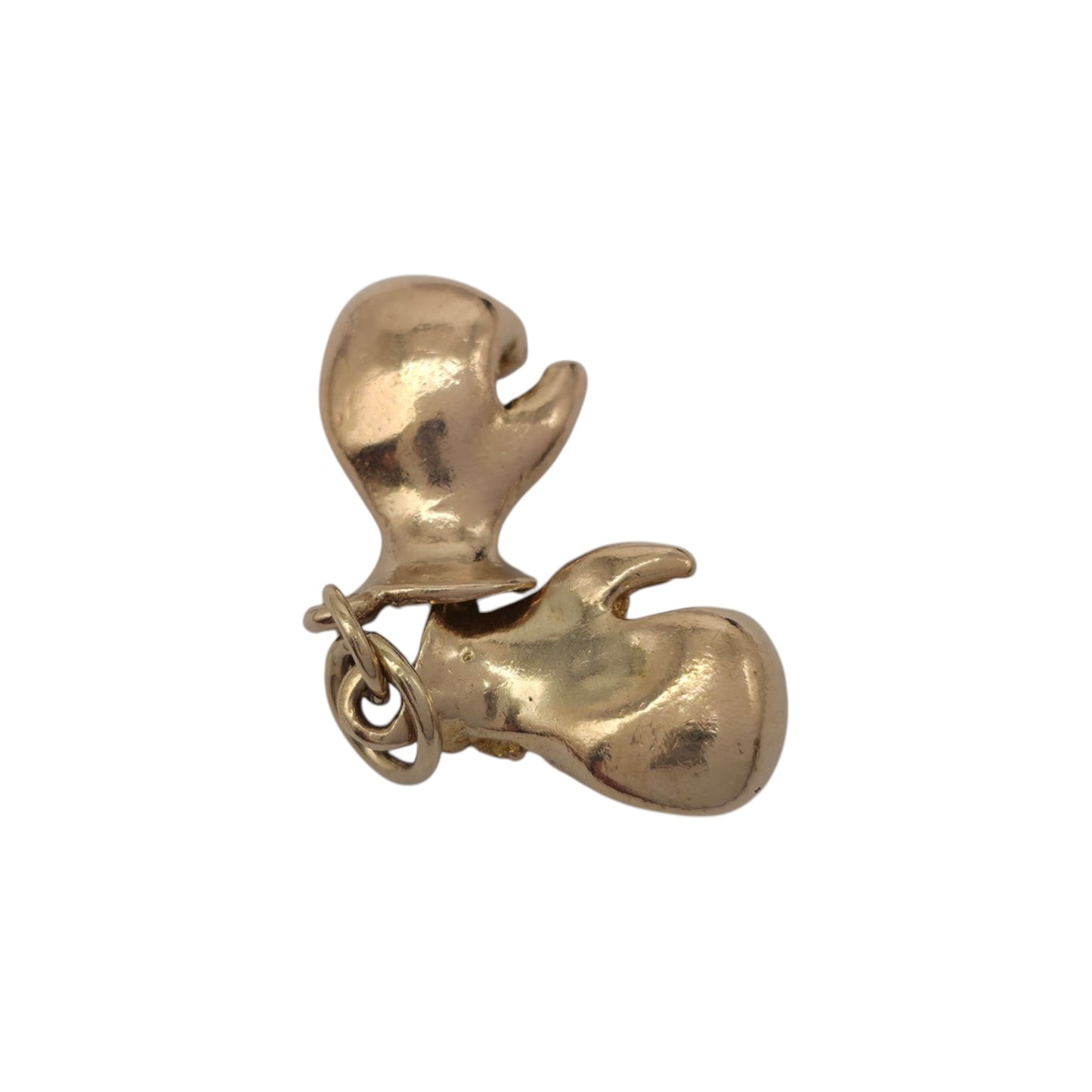 Heavy 9ct 375 Yellow Gold Pair Of Boxing Gloves Charm 1962 L 1.3 cm 5.3 g.