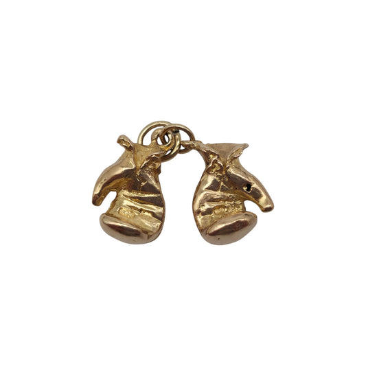 Heavy 9ct 375 Yellow Gold Pair Of Boxing Gloves Charm 1962 L 1.3 cm 5.3 g.