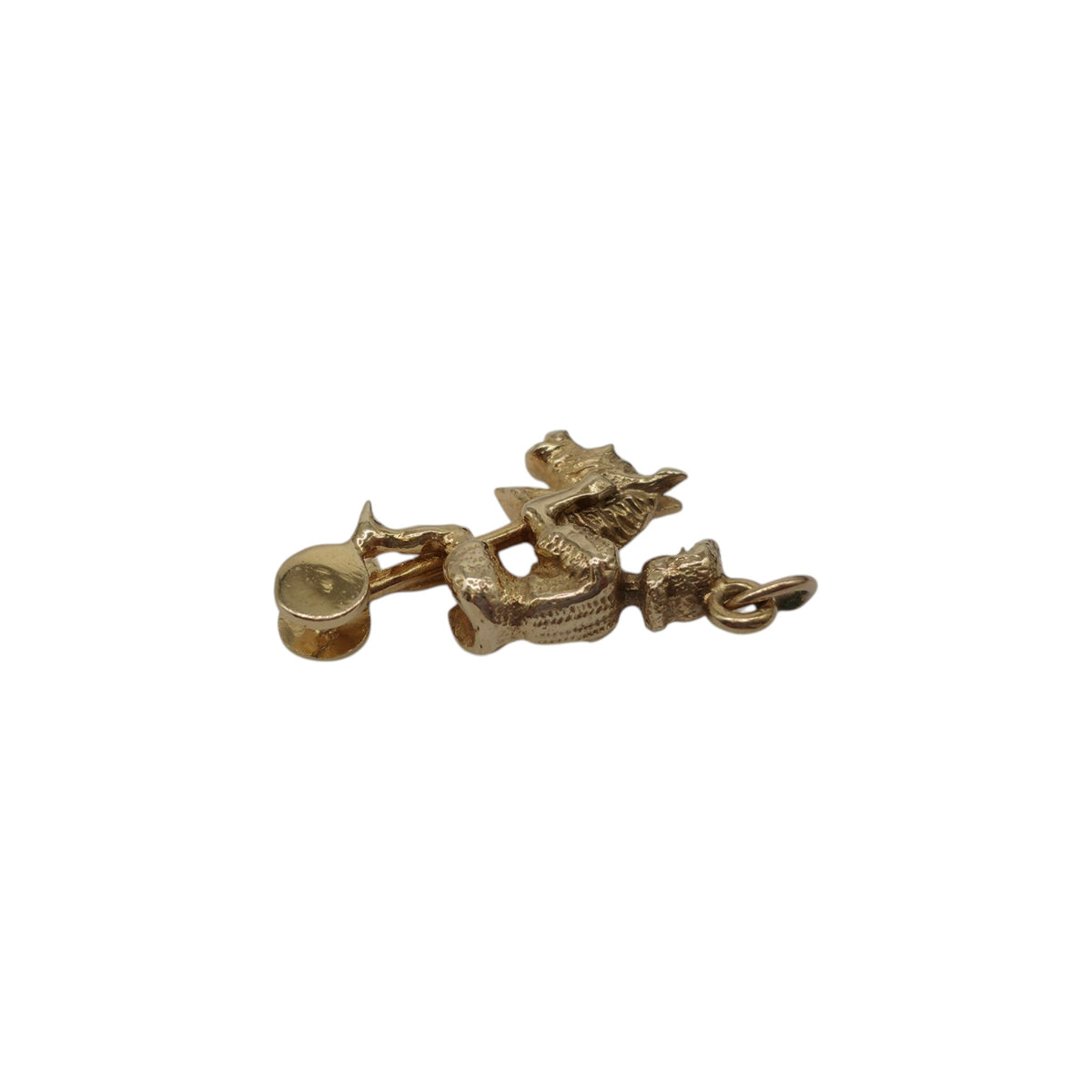 9ct 375 Yellow Gold Boy Riding A Hobby Horse Charm 1990 L 2.1 cm 3.3 g.