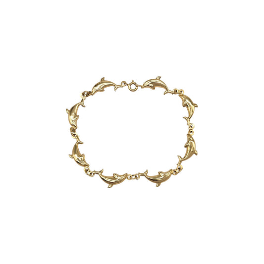 9ct 375 Yellow Gold Dolphin Bracelet L 18.2 cm 2.7 g.