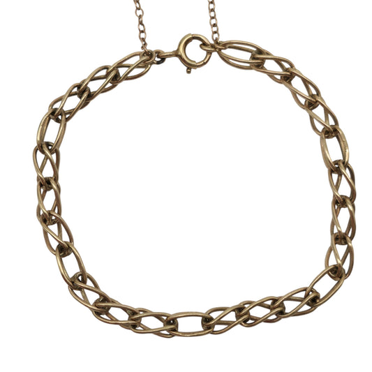 9ct 375 Yellow Gold Fancy Link Bracelet 1958 L 18.3 cm 7.5 g.