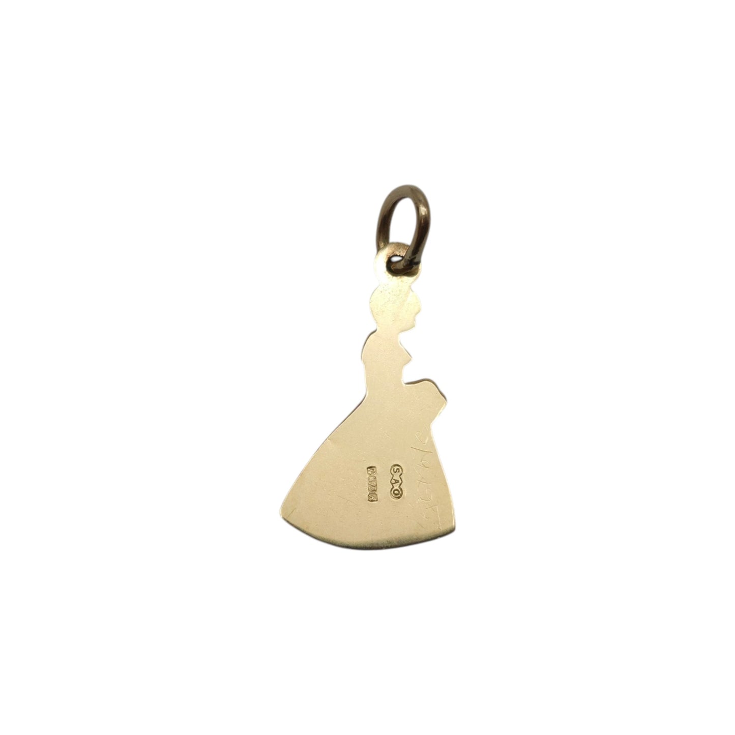 9ct 375 Yellow Gold Bride Charm 1975 L 1.6 cm 1.0 g.