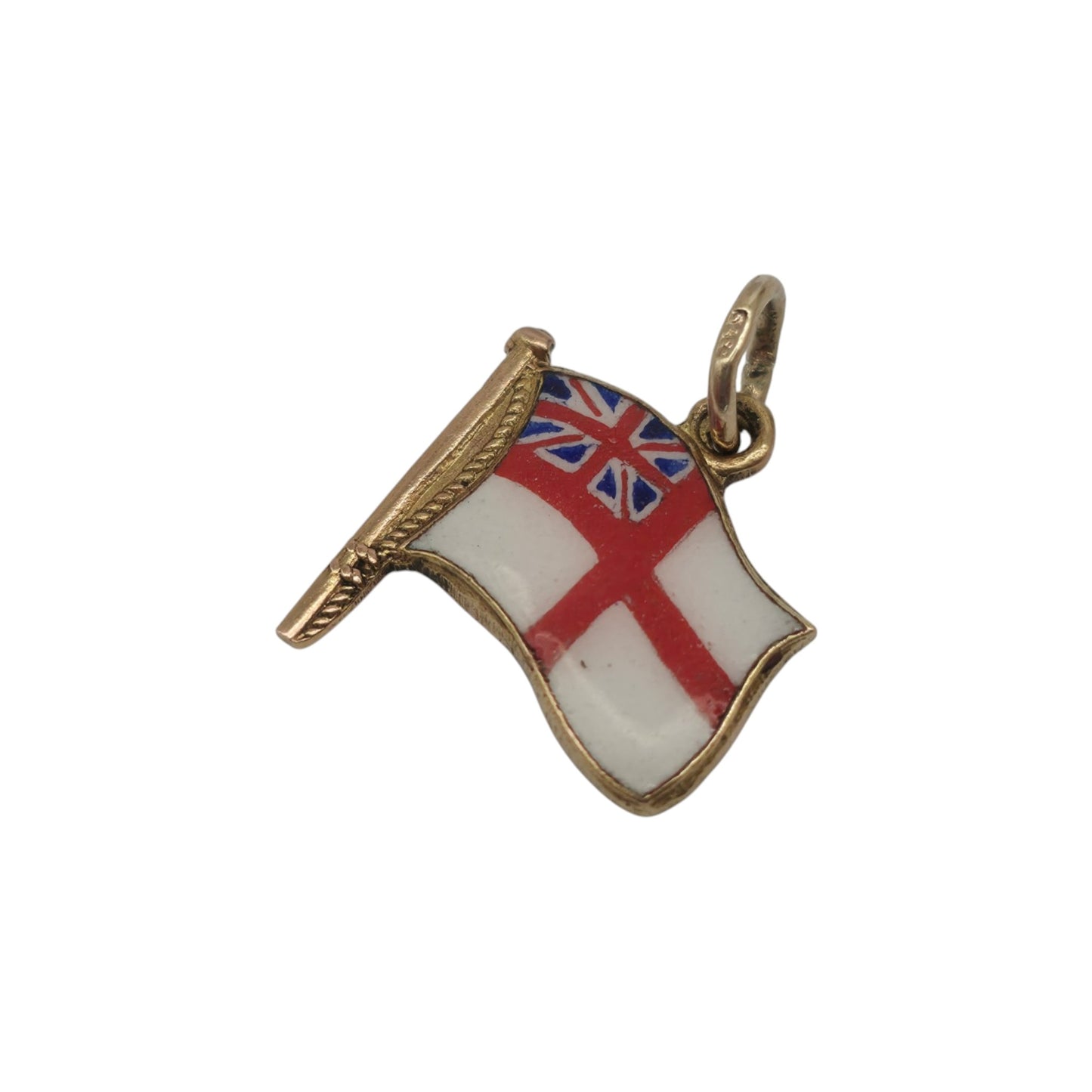 9ct 375 Yellow Gold & Enamel British Naval Ensign Charm 1952 L 1.1 cm 1.1 g.