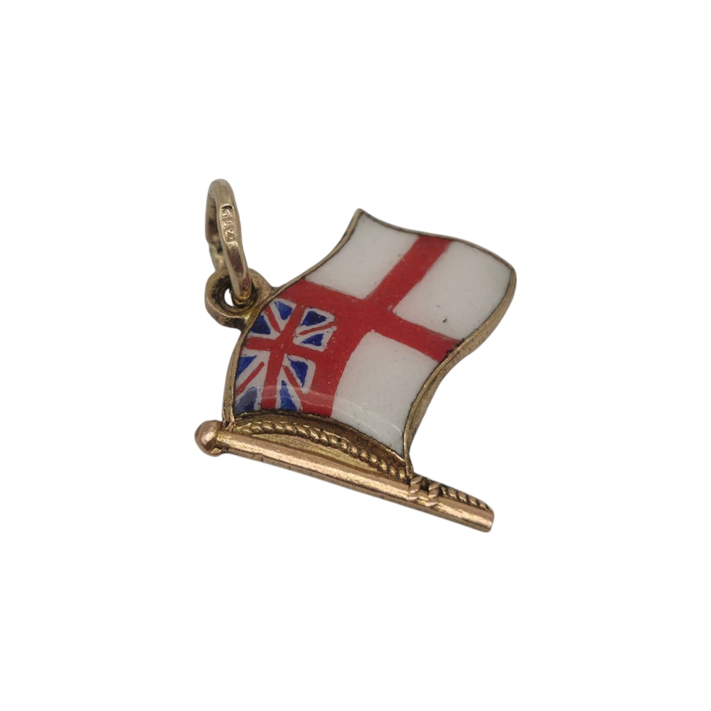 9ct 375 Yellow Gold & Enamel British Naval Ensign Charm 1952 L 1.1 cm 1.1 g.
