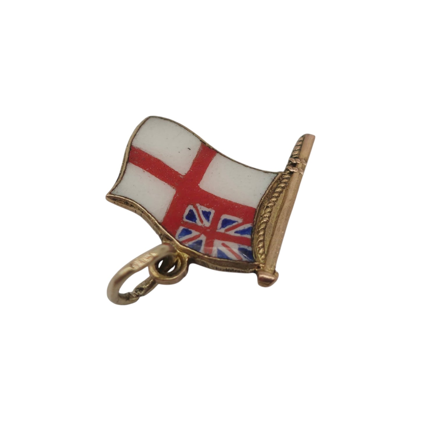 9ct 375 Yellow Gold & Enamel British Naval Ensign Charm 1952 L 1.1 cm 1.1 g.