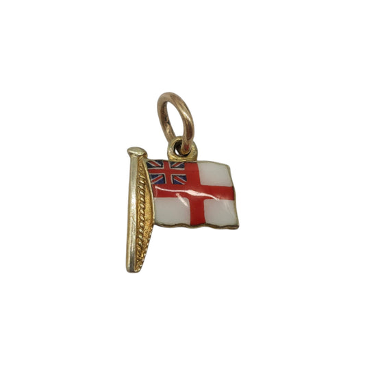 9ct 375 Gold & Enamel British Naval Ensign Charm 1960 L 1.0 cm 0.7 g.