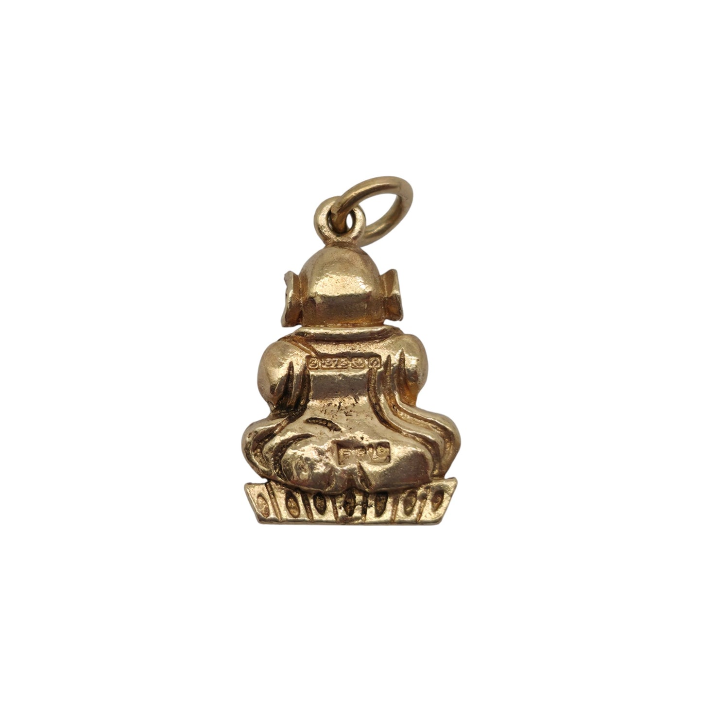9ct 375 Yellow Gold Buddha Charm 1963 L 1.4 cm 2.9 g.