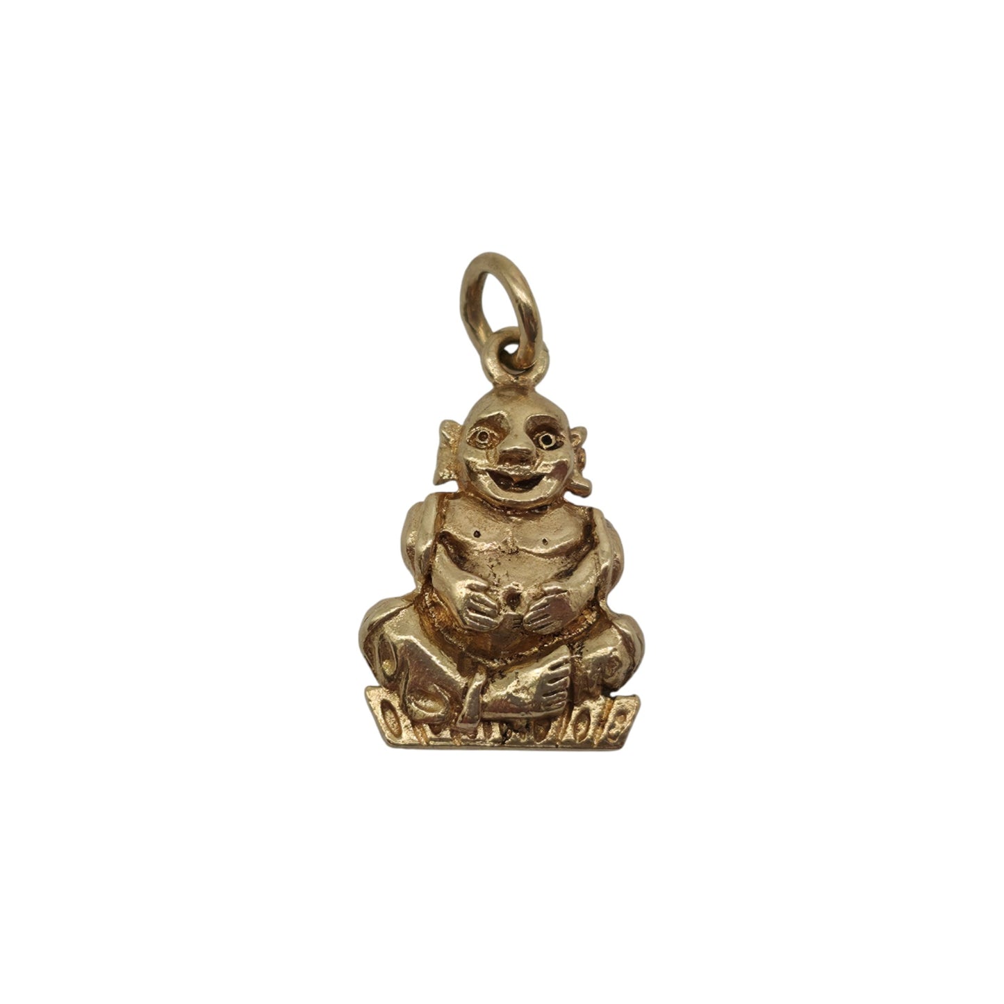 9ct 375 Yellow Gold Buddha Charm 1963 L 1.4 cm 2.9 g.