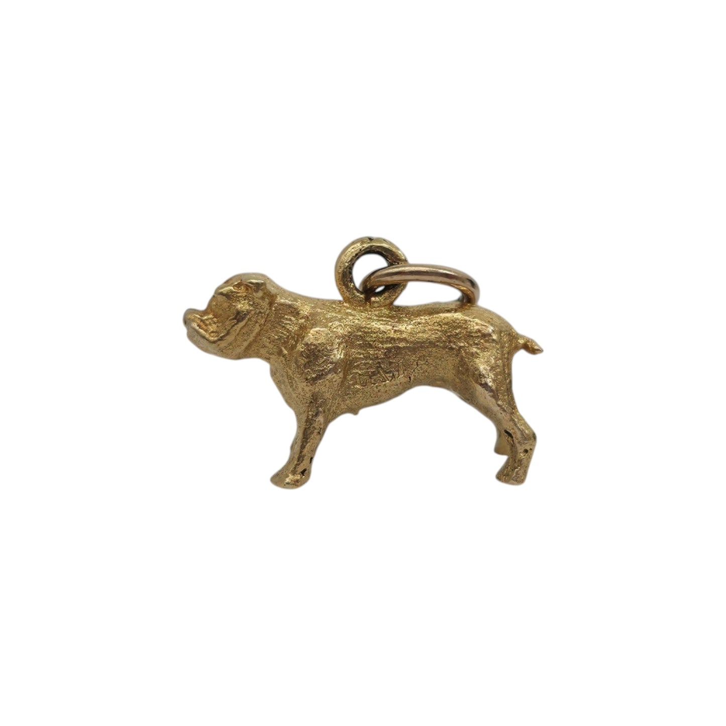 Chester 9ct 375 Yellow Gold Bulldog Charm 1956 L 1.4 cm 1.8 g.