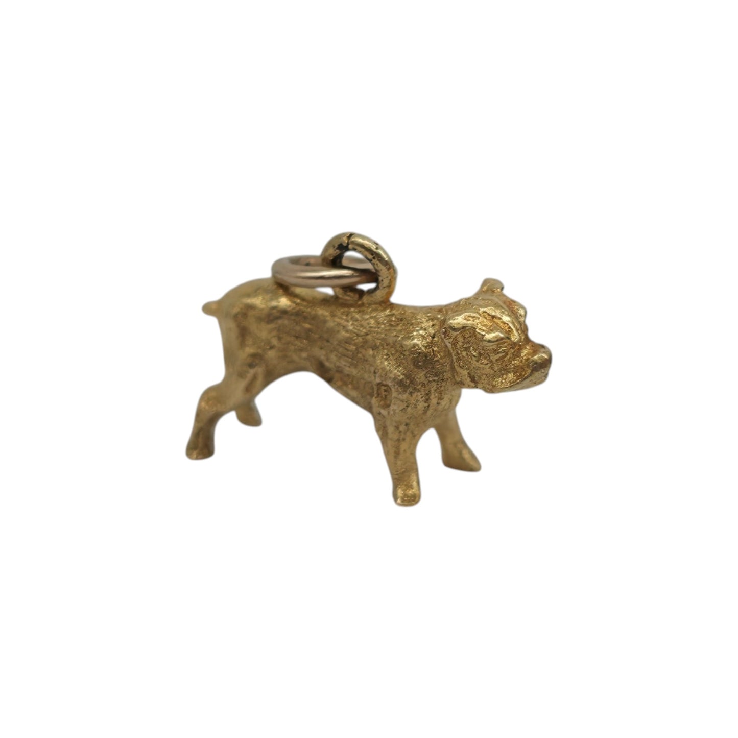 Chester 9ct 375 Yellow Gold Bulldog Charm 1956 L 1.4 cm 1.8 g.