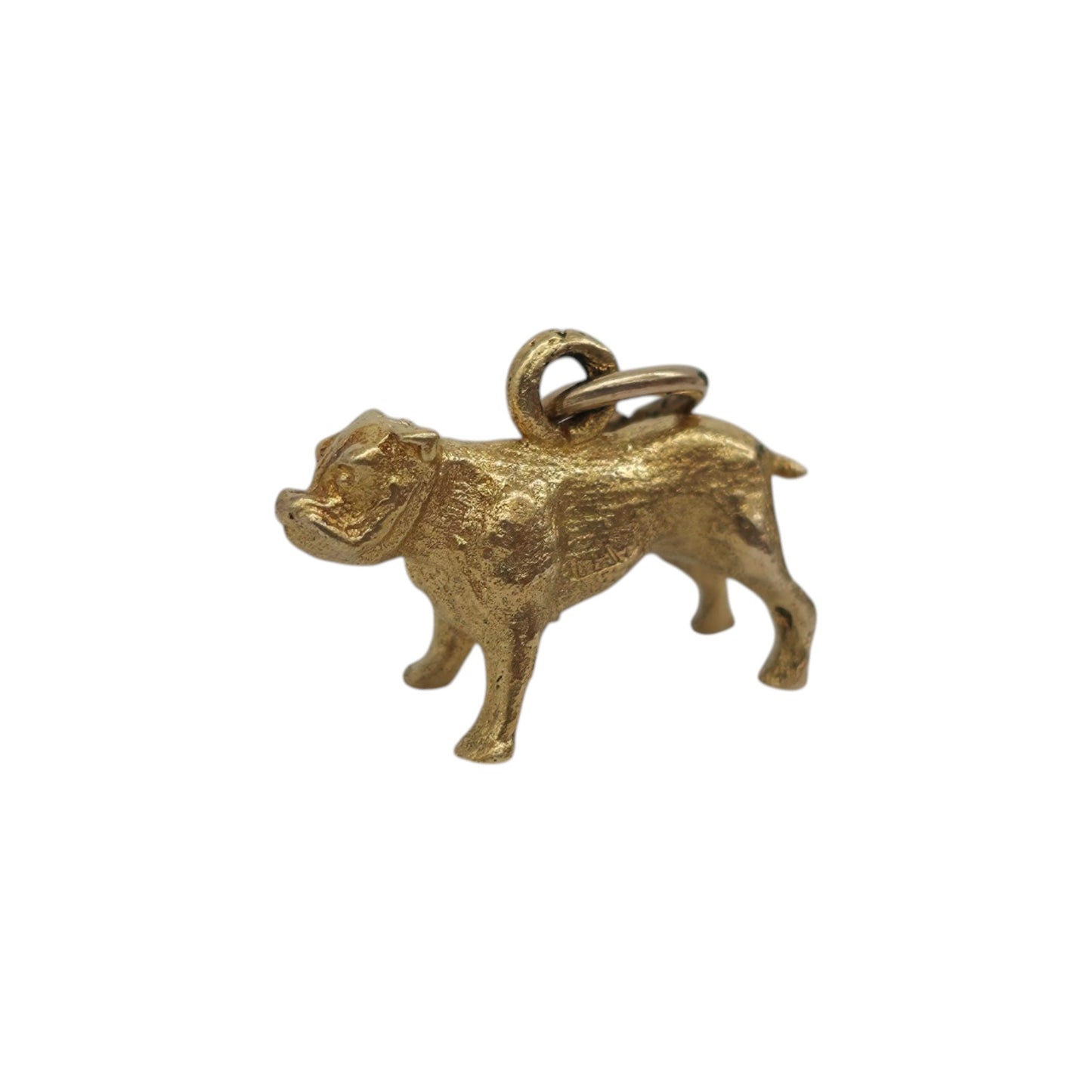 Chester 9ct 375 Yellow Gold Bulldog Charm 1956 L 1.4 cm 1.8 g.