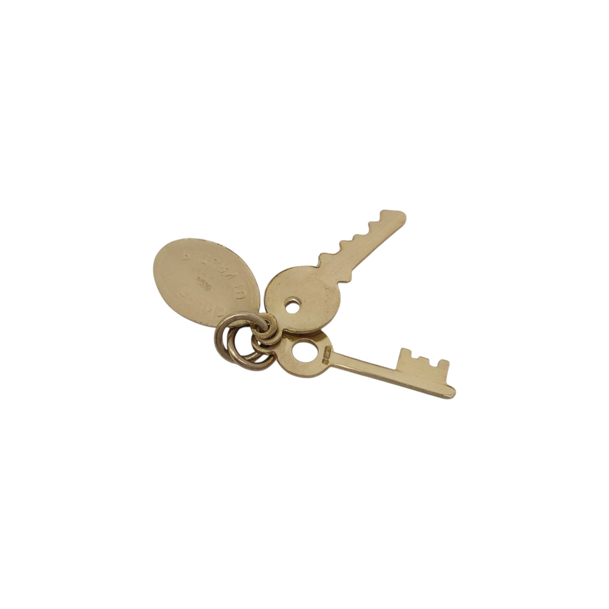 9ct 375 Yellow Gold Bundle Of Keys Charm c.1970 L 1.6 cm 1.1 g.