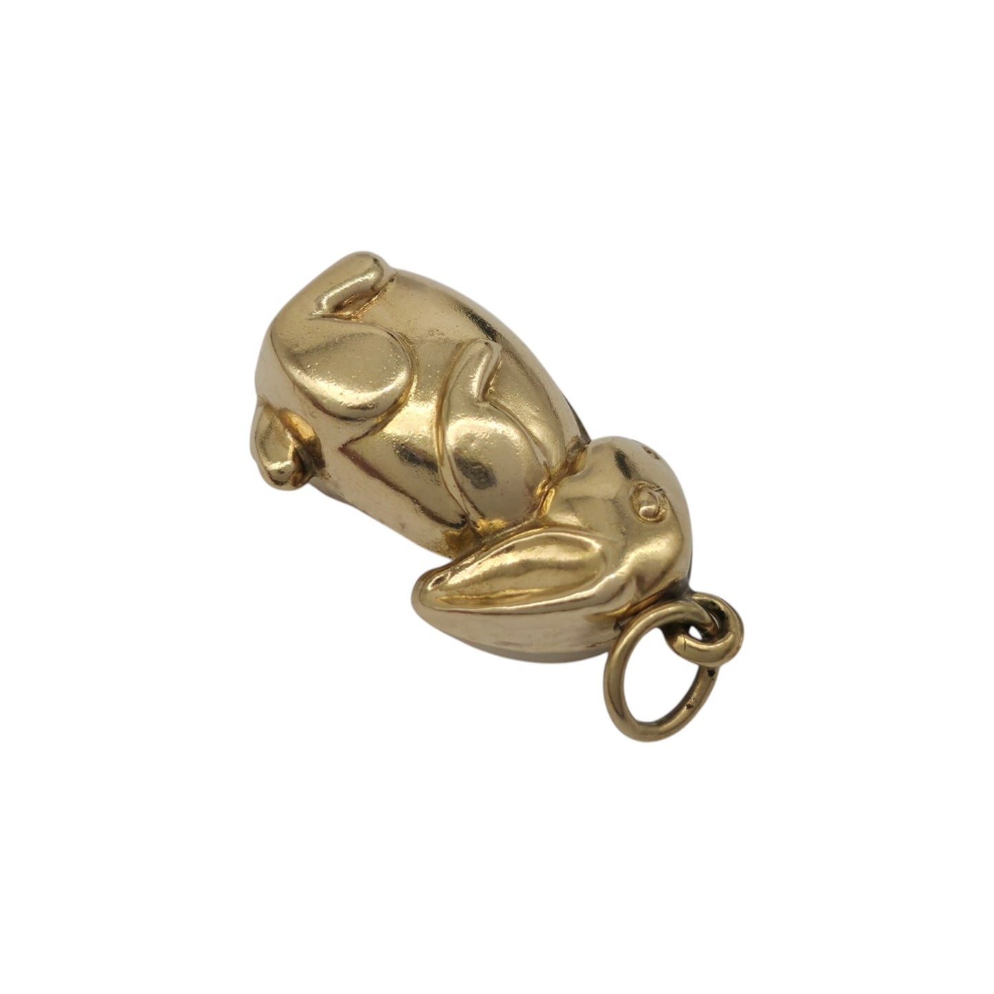 9ct 375 Yellow Gold Bunny Charm 1979 L 1.7 cm 1.2 g.
