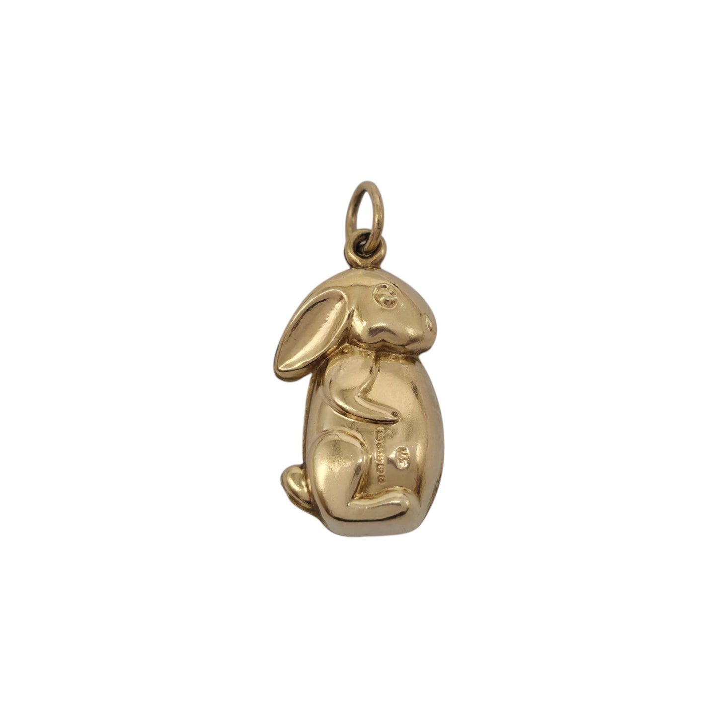 9ct 375 Yellow Gold Bunny Charm 1979 L 1.7 cm 1.2 g.
